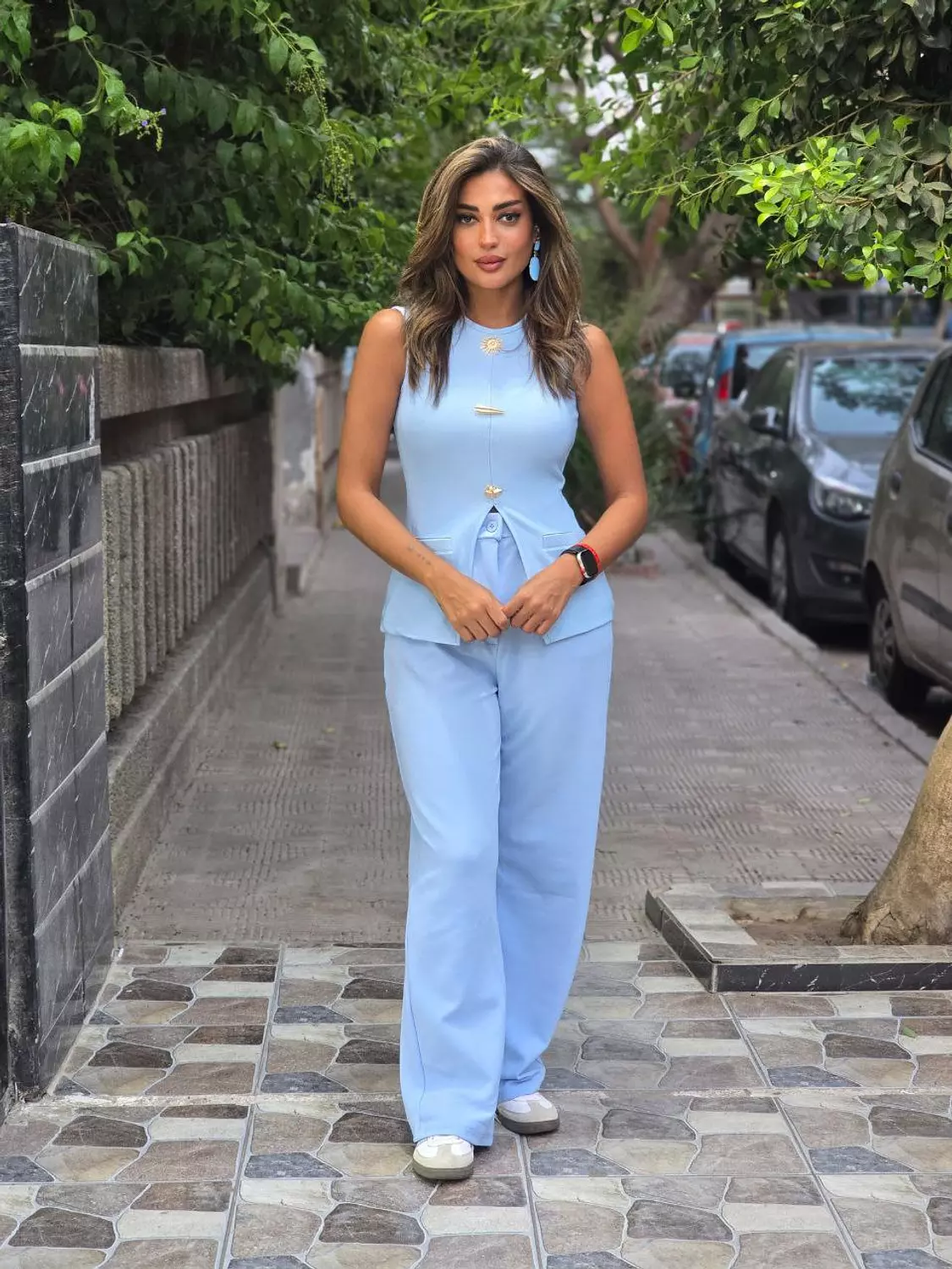 Baby Blue Top with Gold Buttons  2