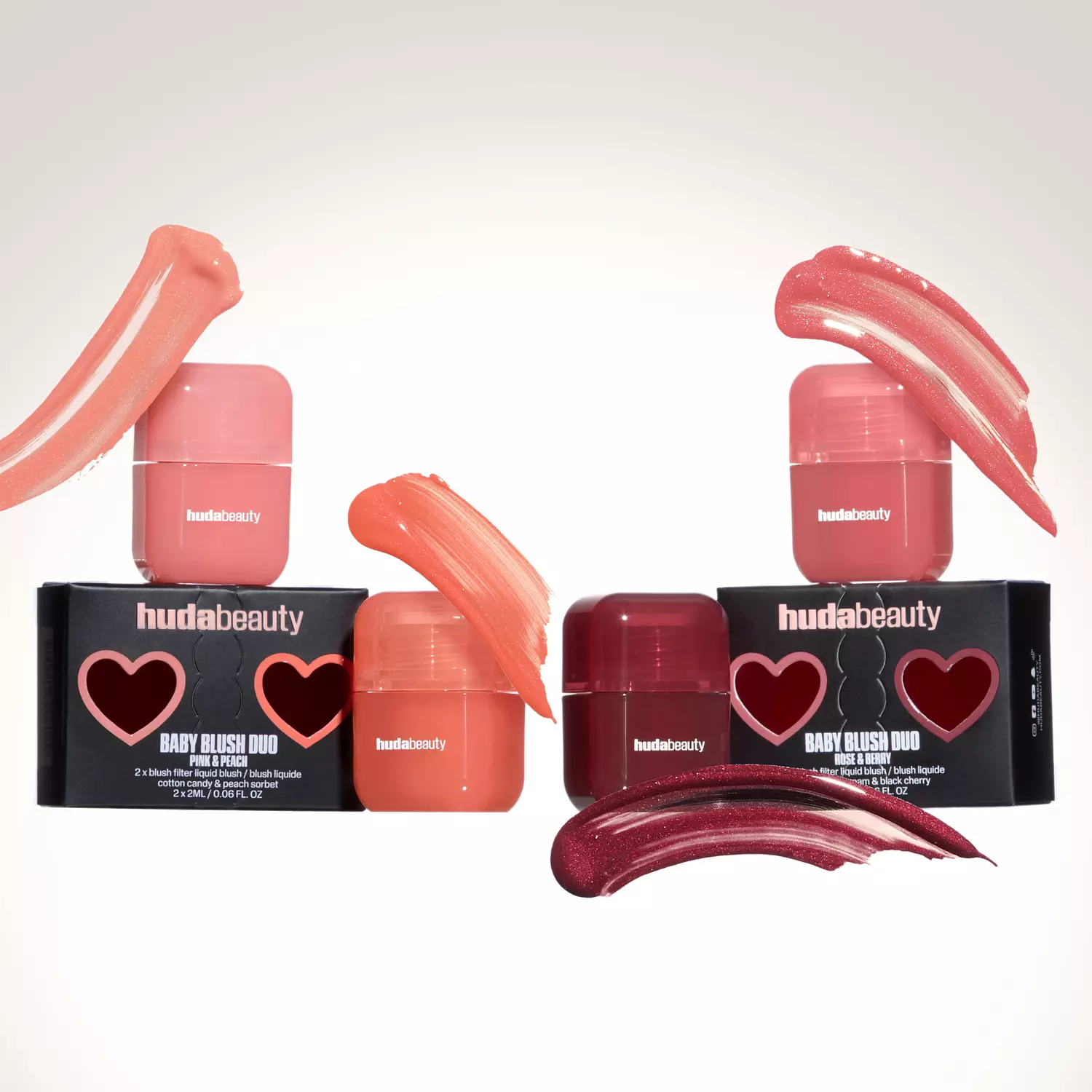 HUDA BEAUTY Mini Baby Blush Duo Set Strawberry Cream and Black Cherry 7