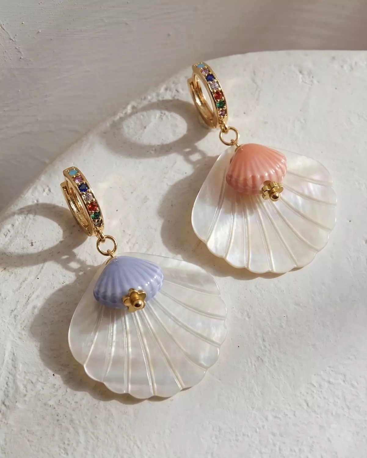 White Shell Earrings  2