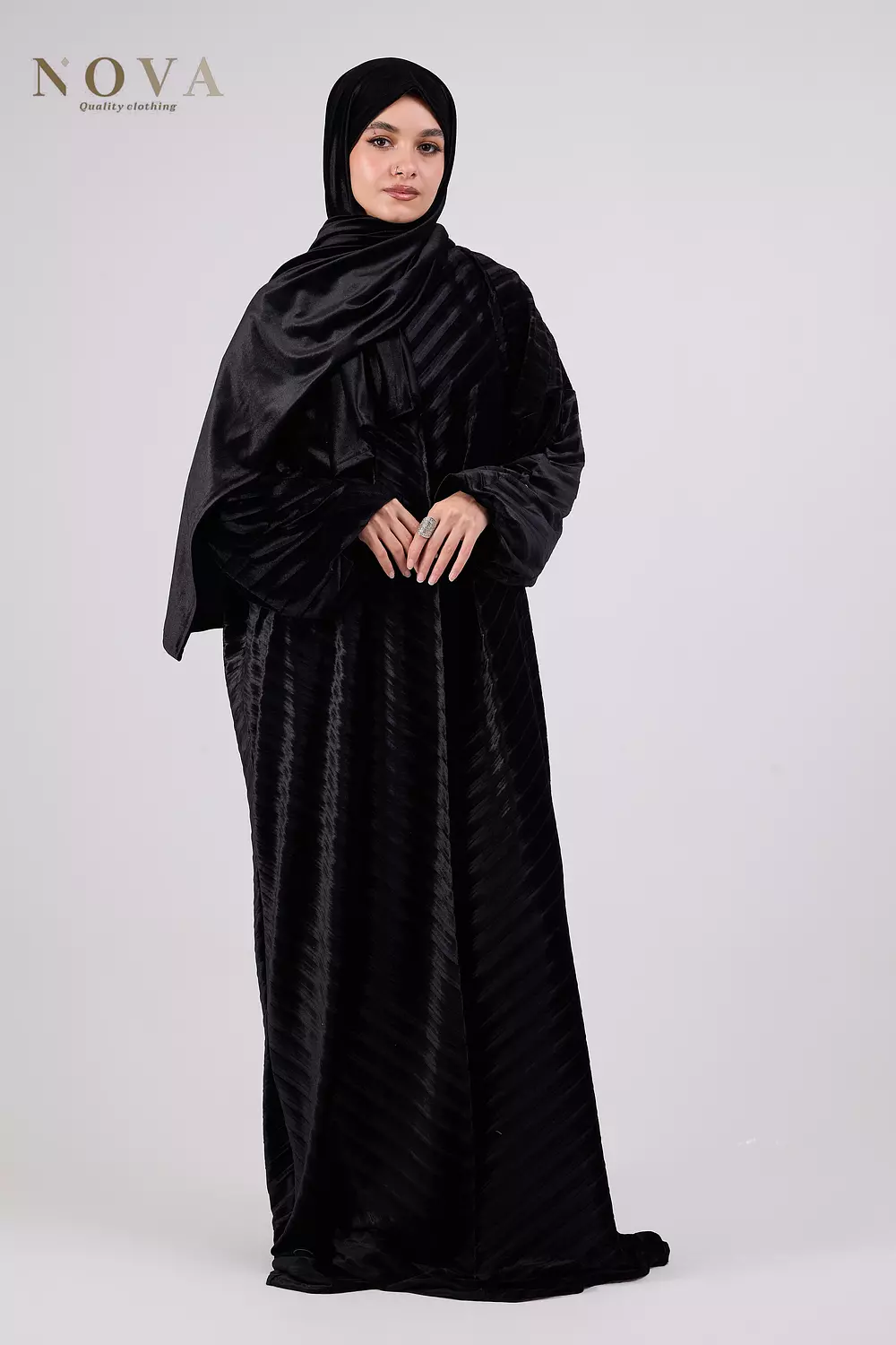 Black pleated velvet  image