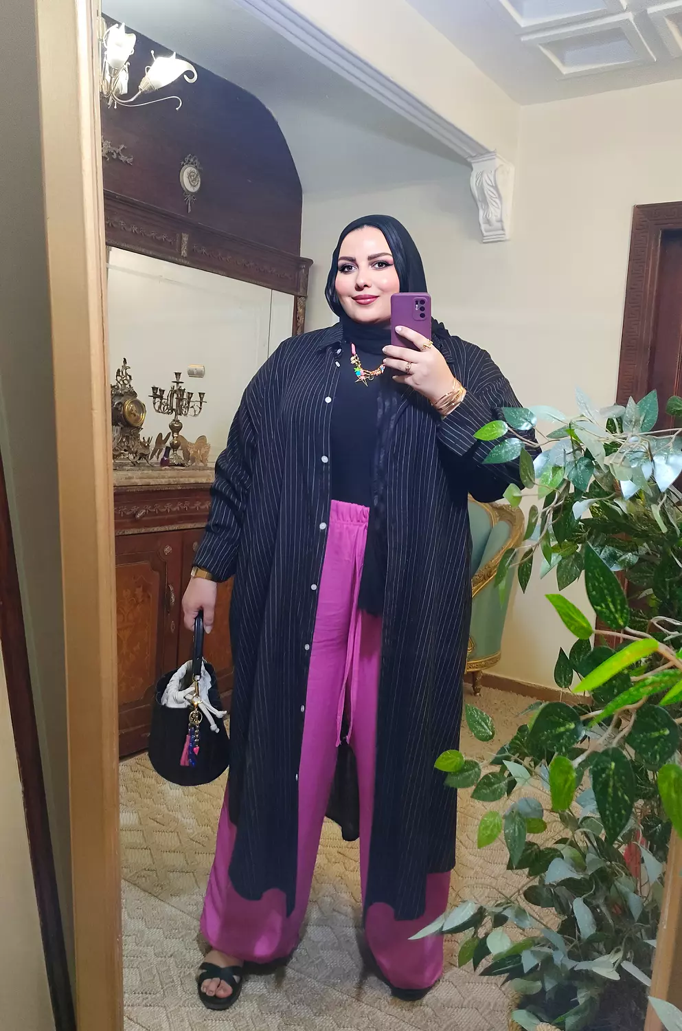 Striped shirt dress ( in black ) 2
