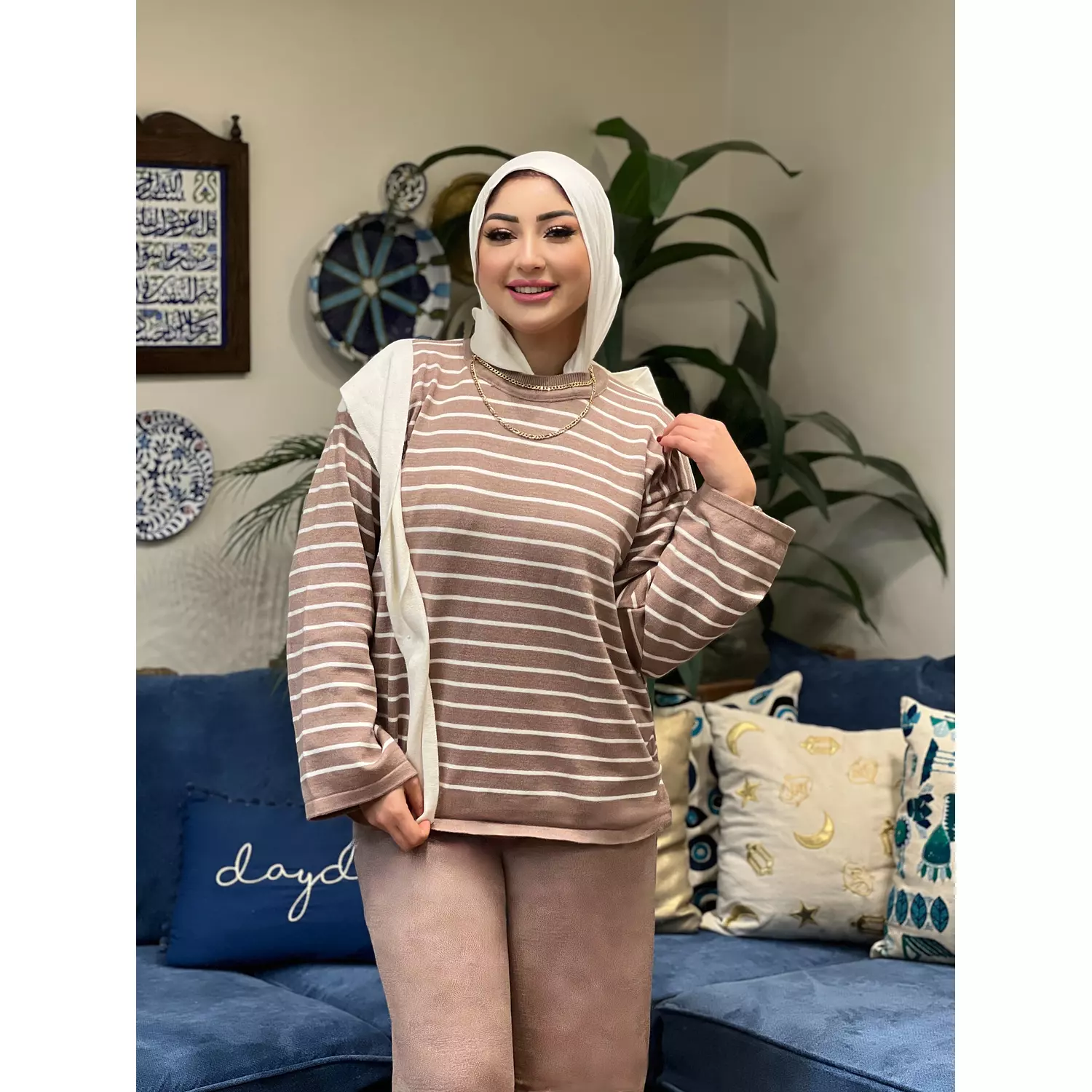 Knitted Set - Café and Off White -2nd-img