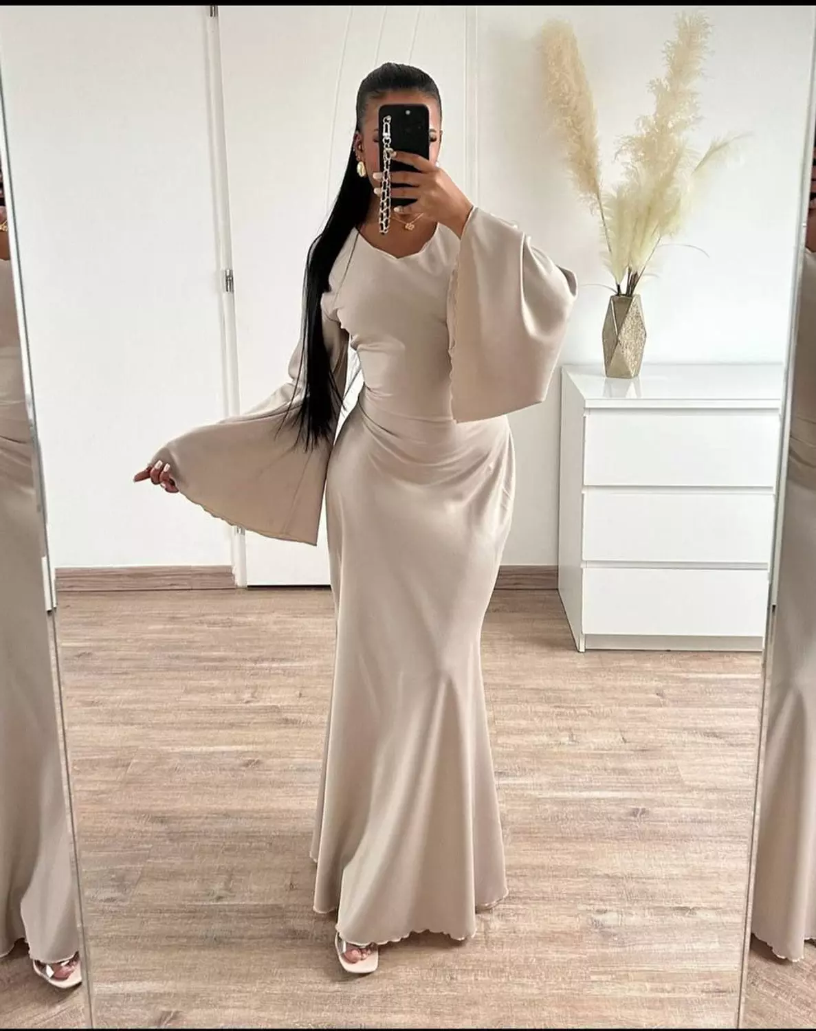 Satin Dress with Back Straps image
