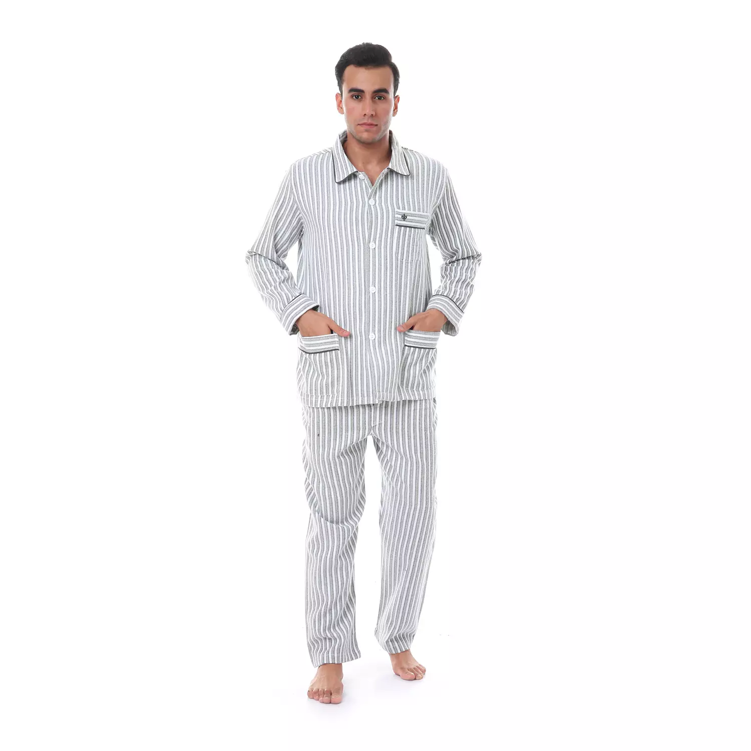 Shorto 2335 -4-24-بيجاما كلاسيك كستور -مقلم أخضر-رمادي داكن - متعدد الألوان -  image