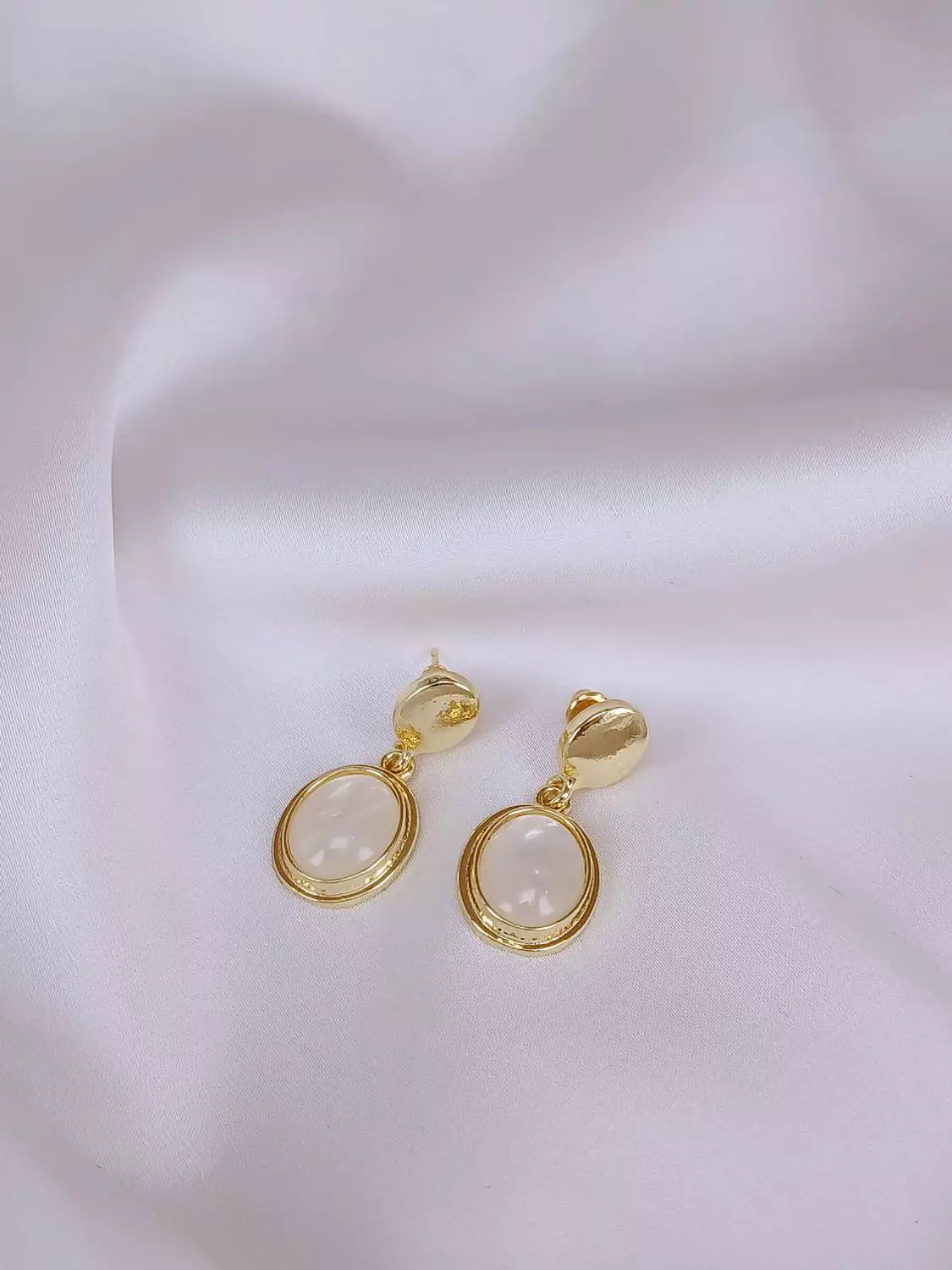 Gold Plated White Stone - Earring 3