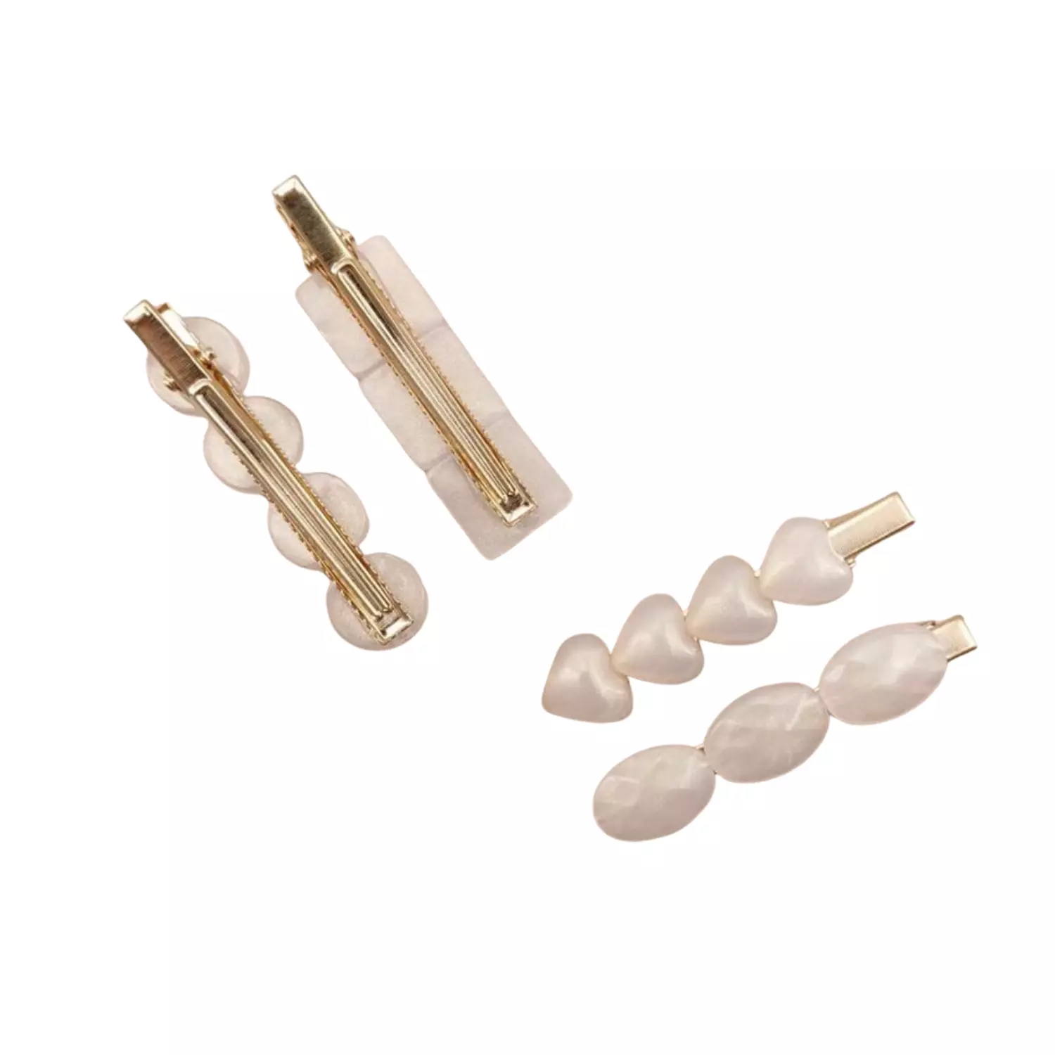 4 Pc Ivory Acrylic Hair Clips Set 1