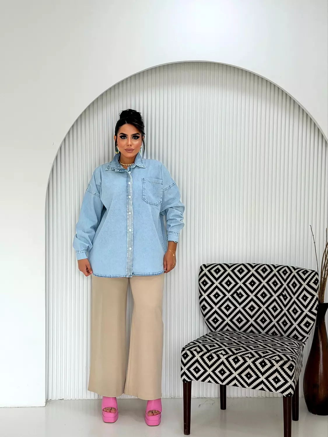 Oversized Denim Shirt In Light Wash 3