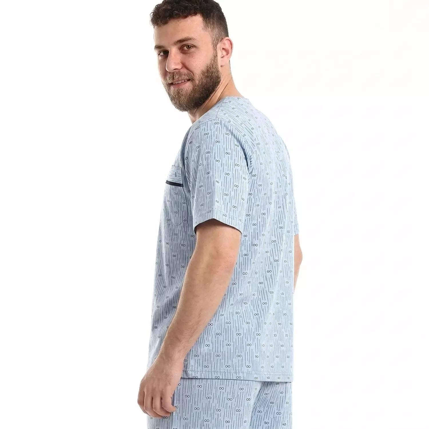 بيجاما رجالي مطبوعه كلاسيك - 2286- لبني 3