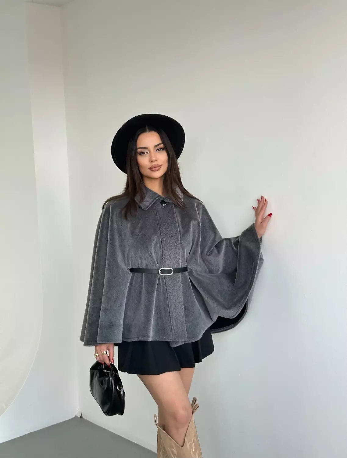 Dark Grey Fur Poncho image