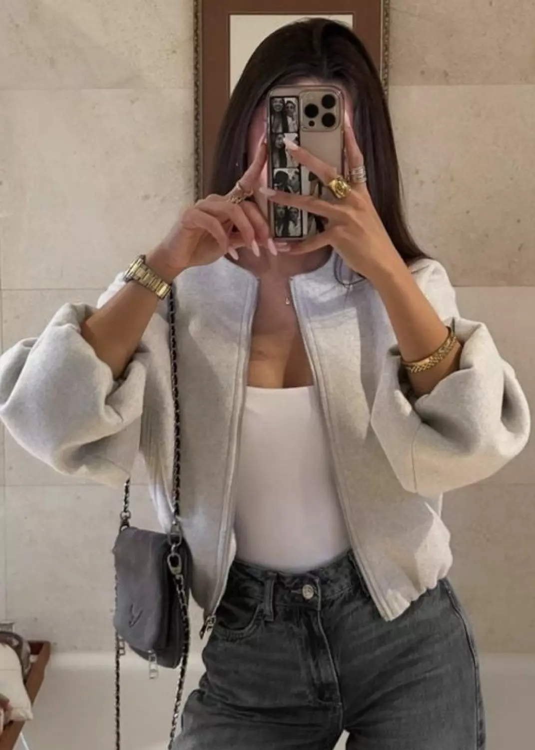 Bombered wool jacket image