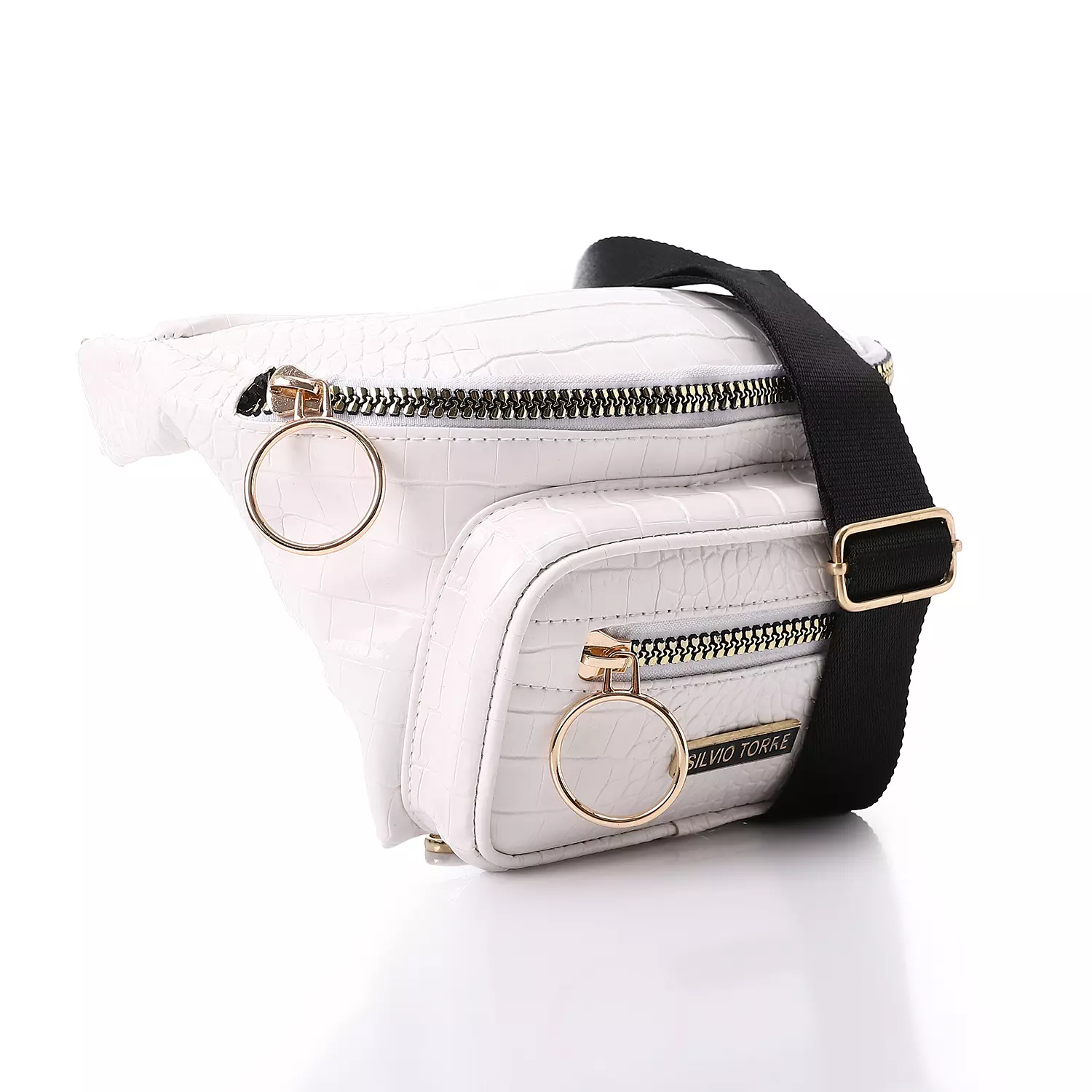 Shiny Snake Leather Super Waist Bag-White 1