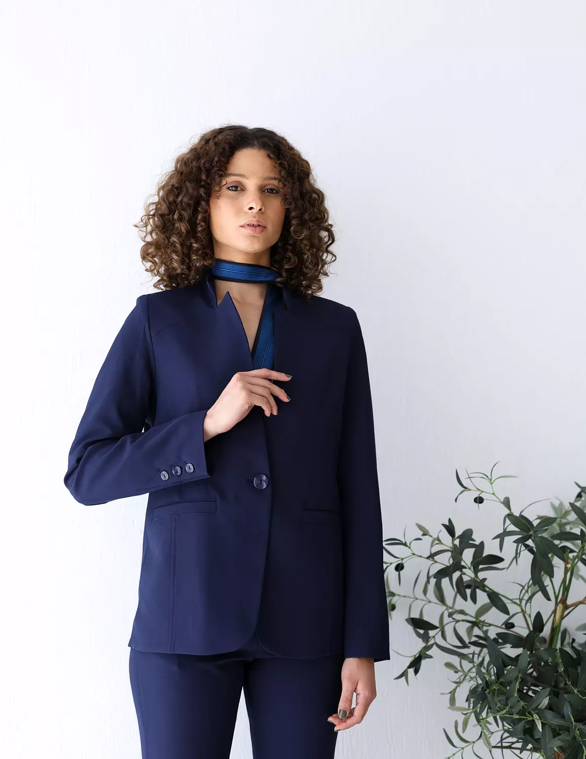 Navy Shadow collarless blazer 8
