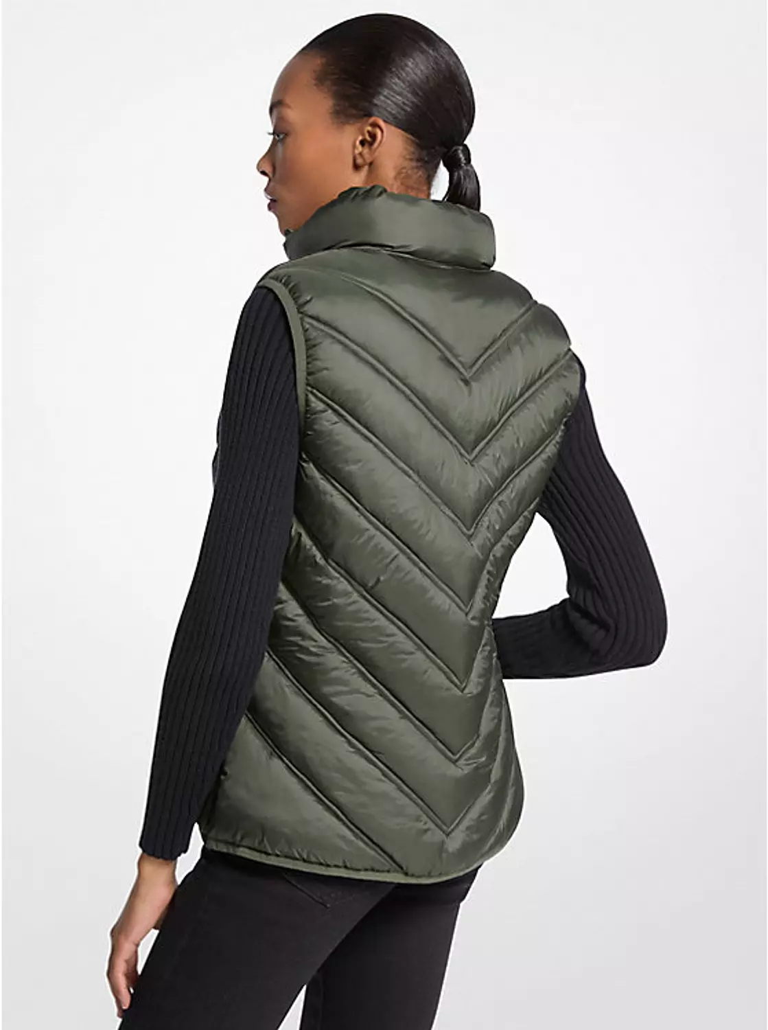 Chevron Quilted Logo Print and Nylon Packable Vest 2