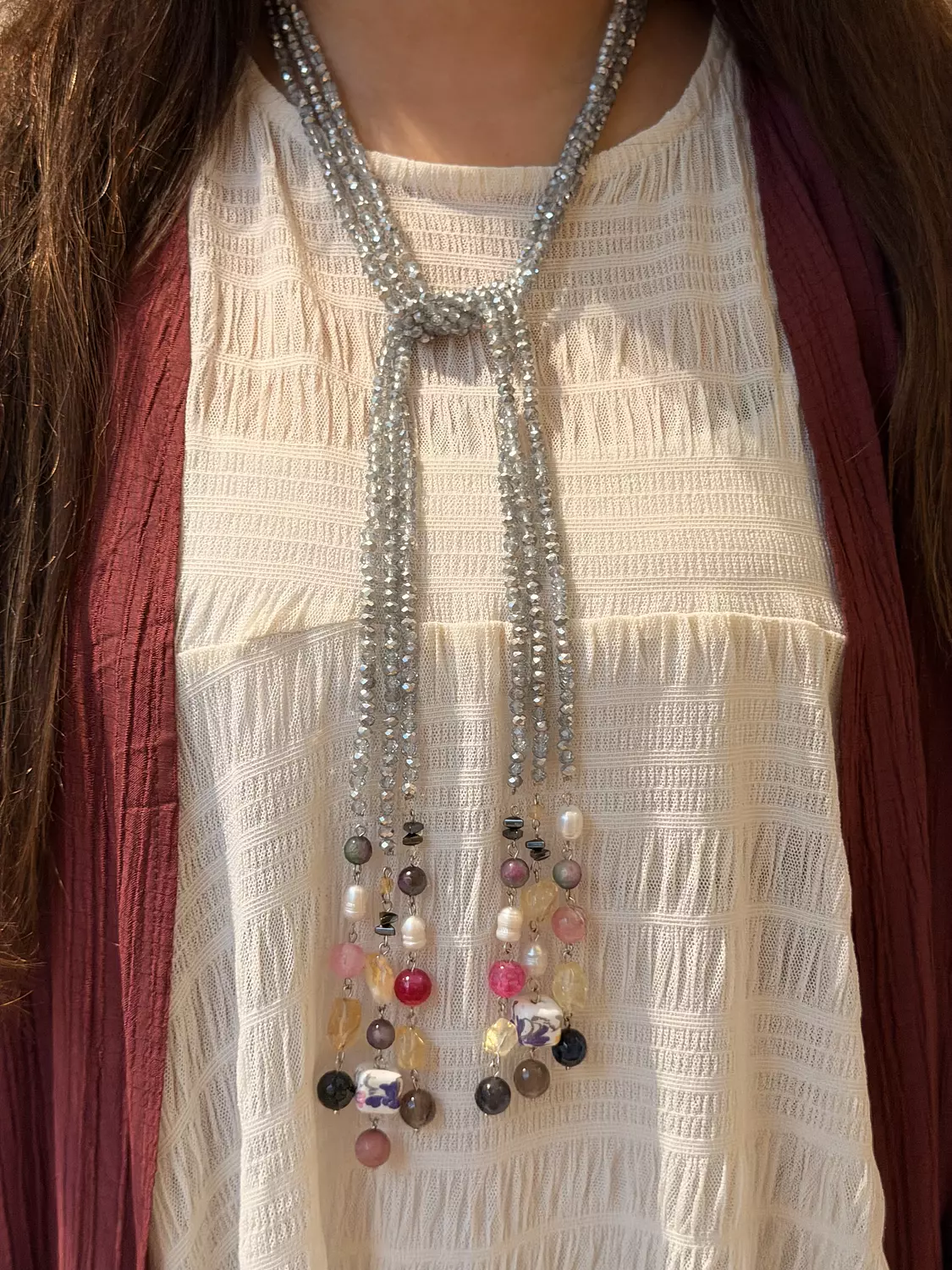 Silvery Tie Necklace hover image