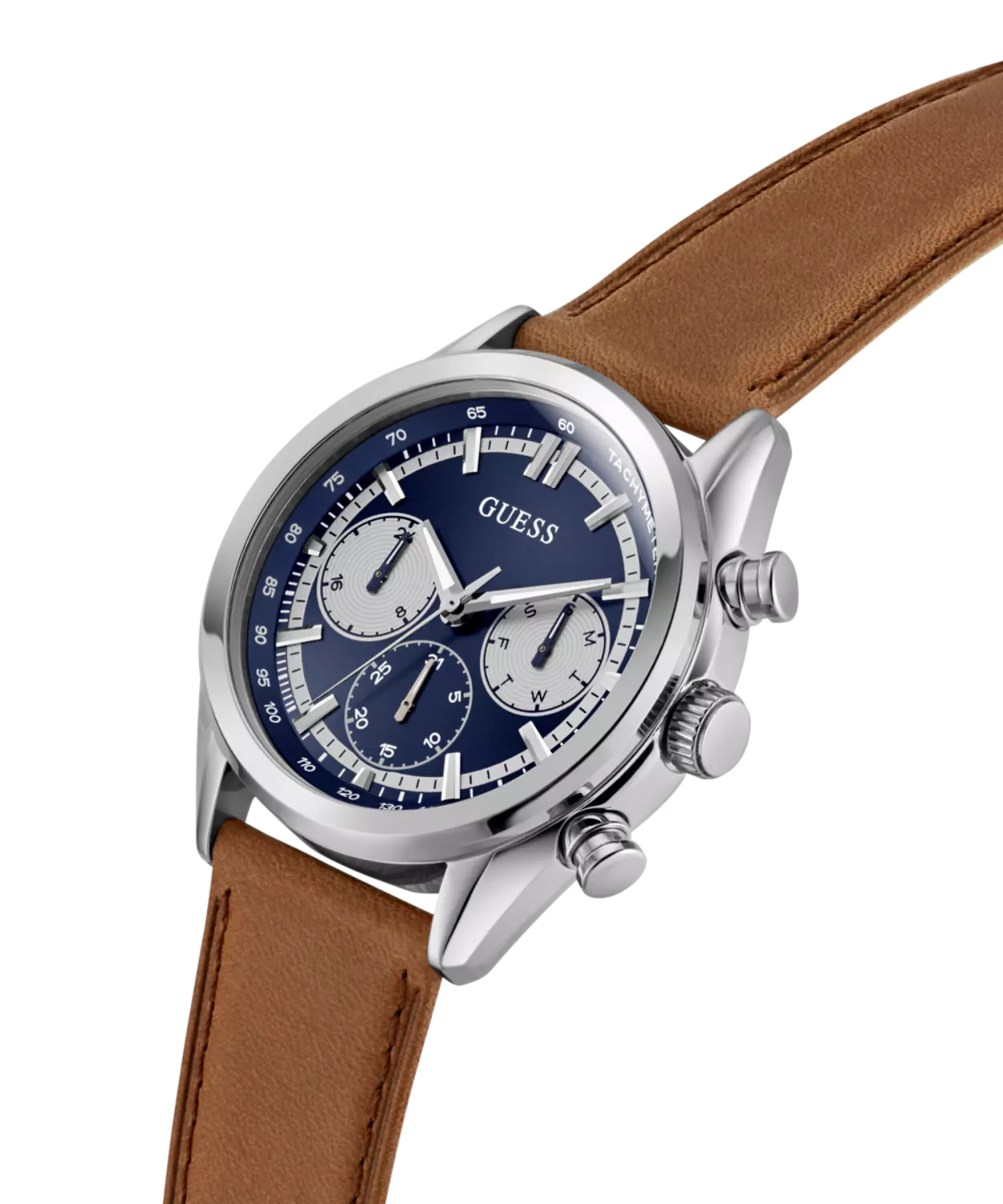 GUESS Mens Brown Silver Tone Multi-function Watch 3