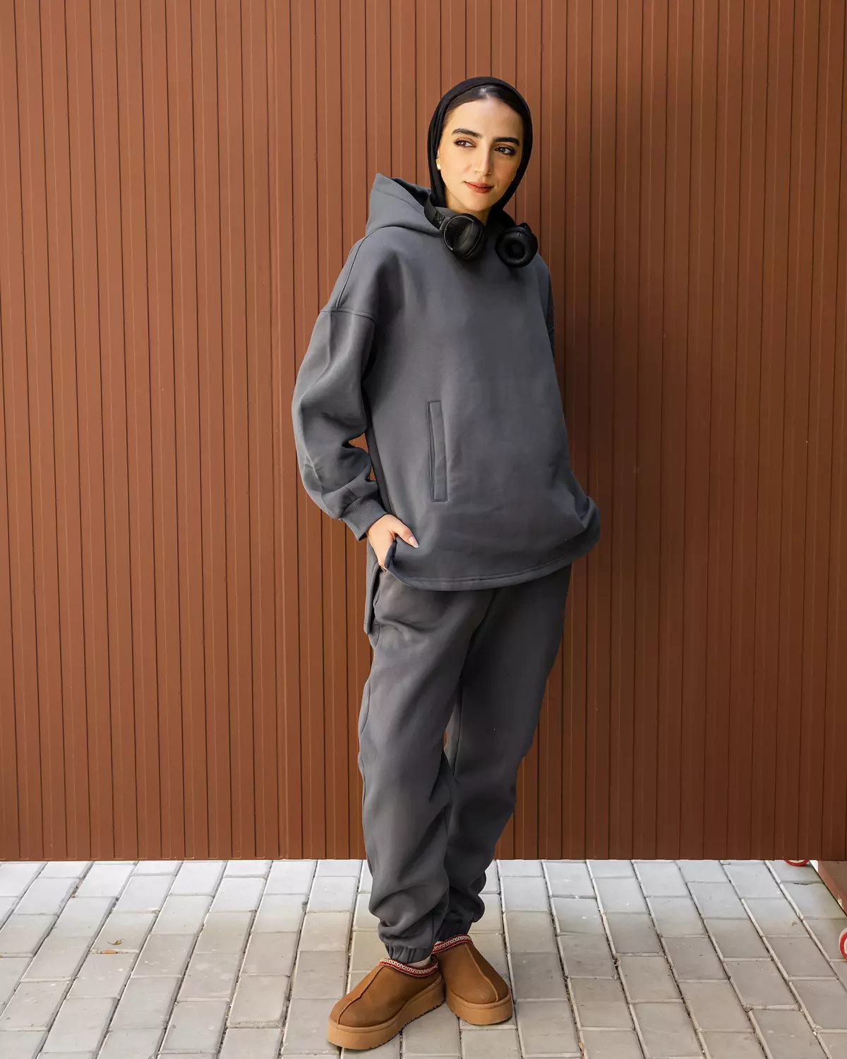 Hoodie Top in grey image