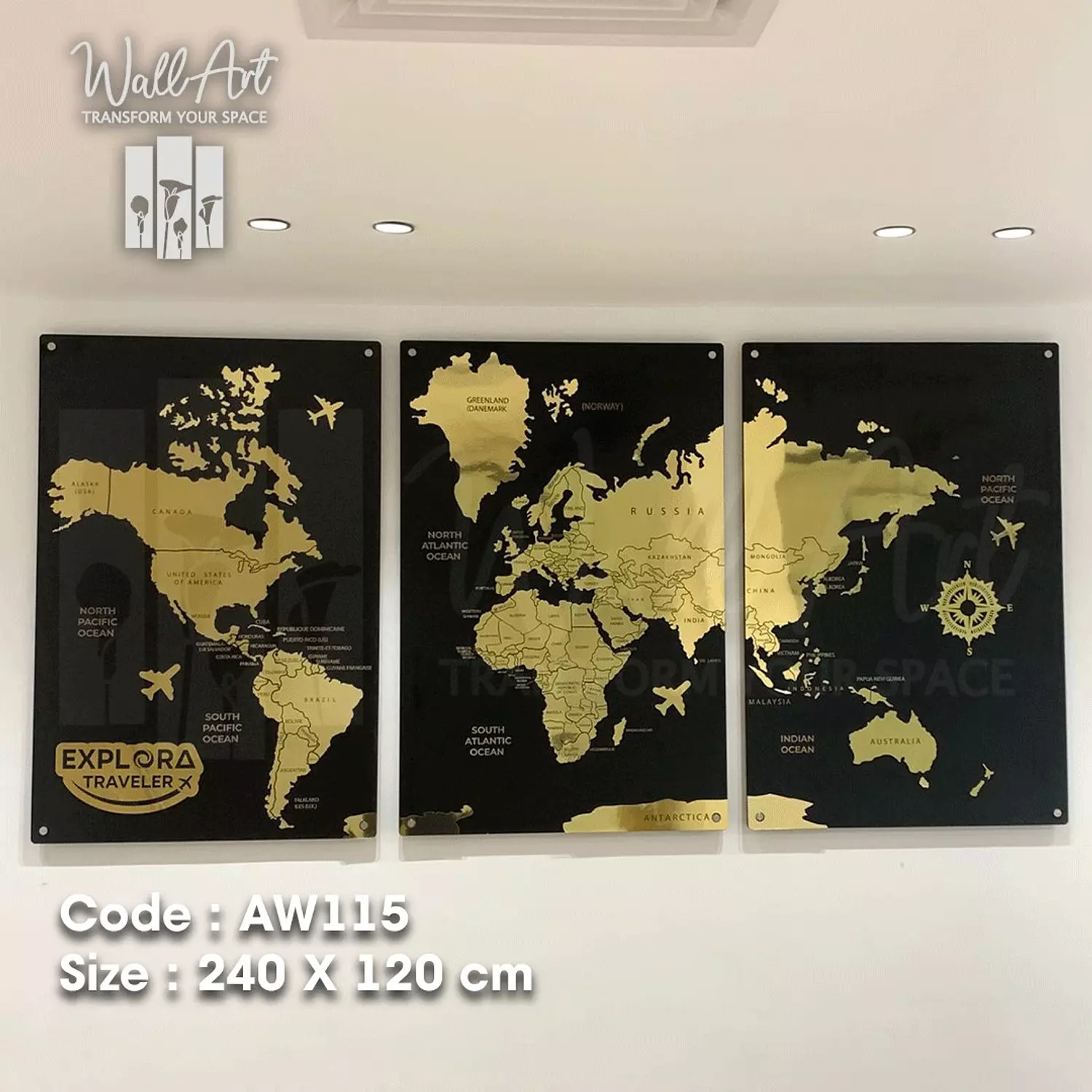 AW115-Engraved World Map   7