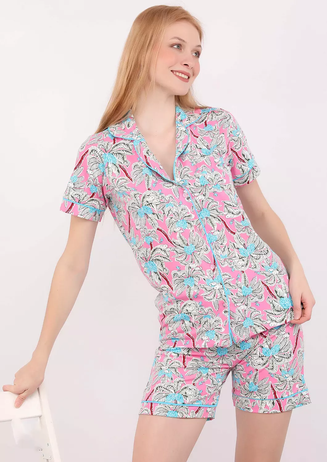SNOOPY PALMS BUTTONED SHORT PAJAMA SET image