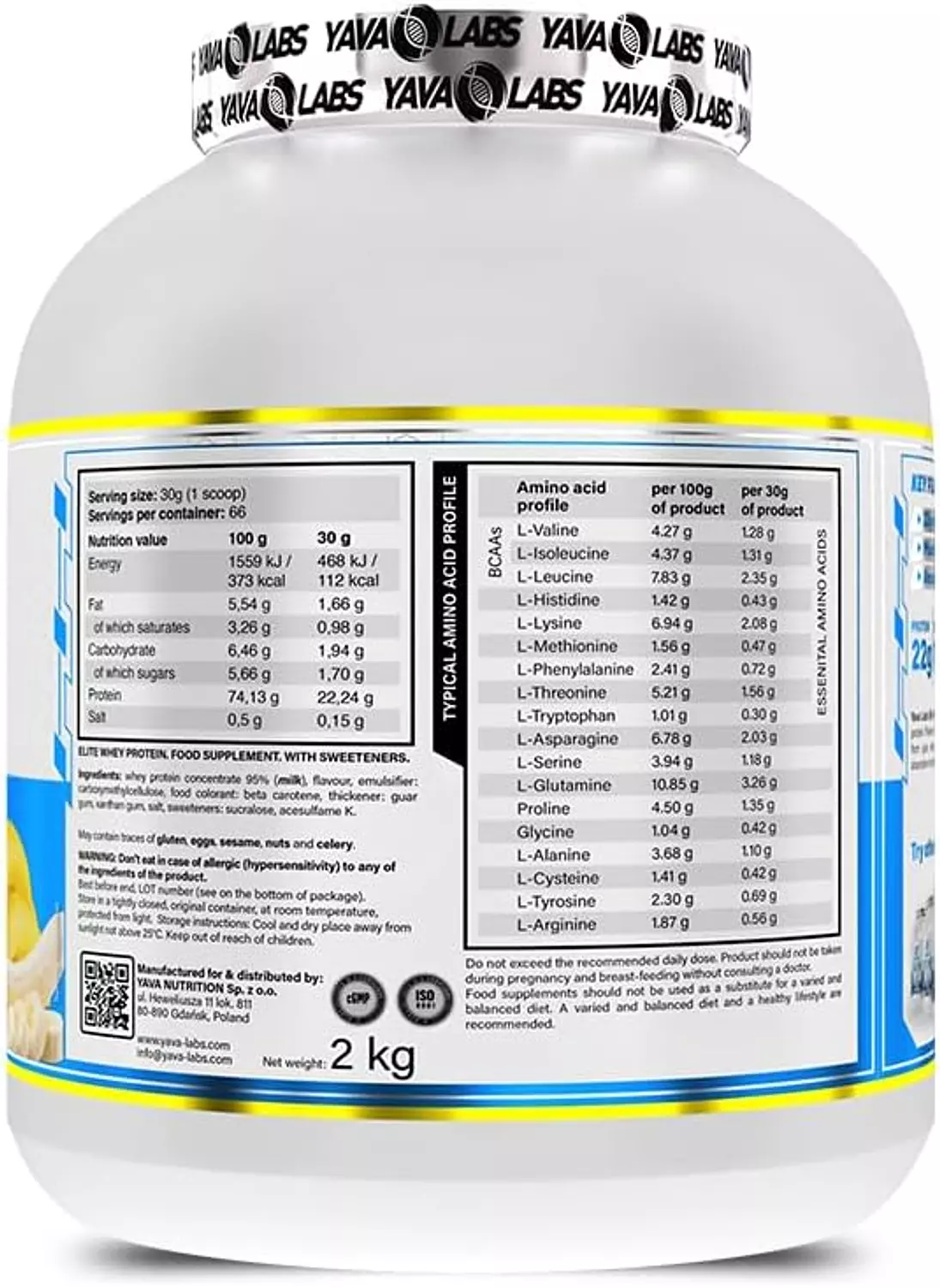 ياڤا لابس واي بروتين 2 كجم – 66 جرعة | Yava Labs Whey Protein 2kg – 66 Servings hover image