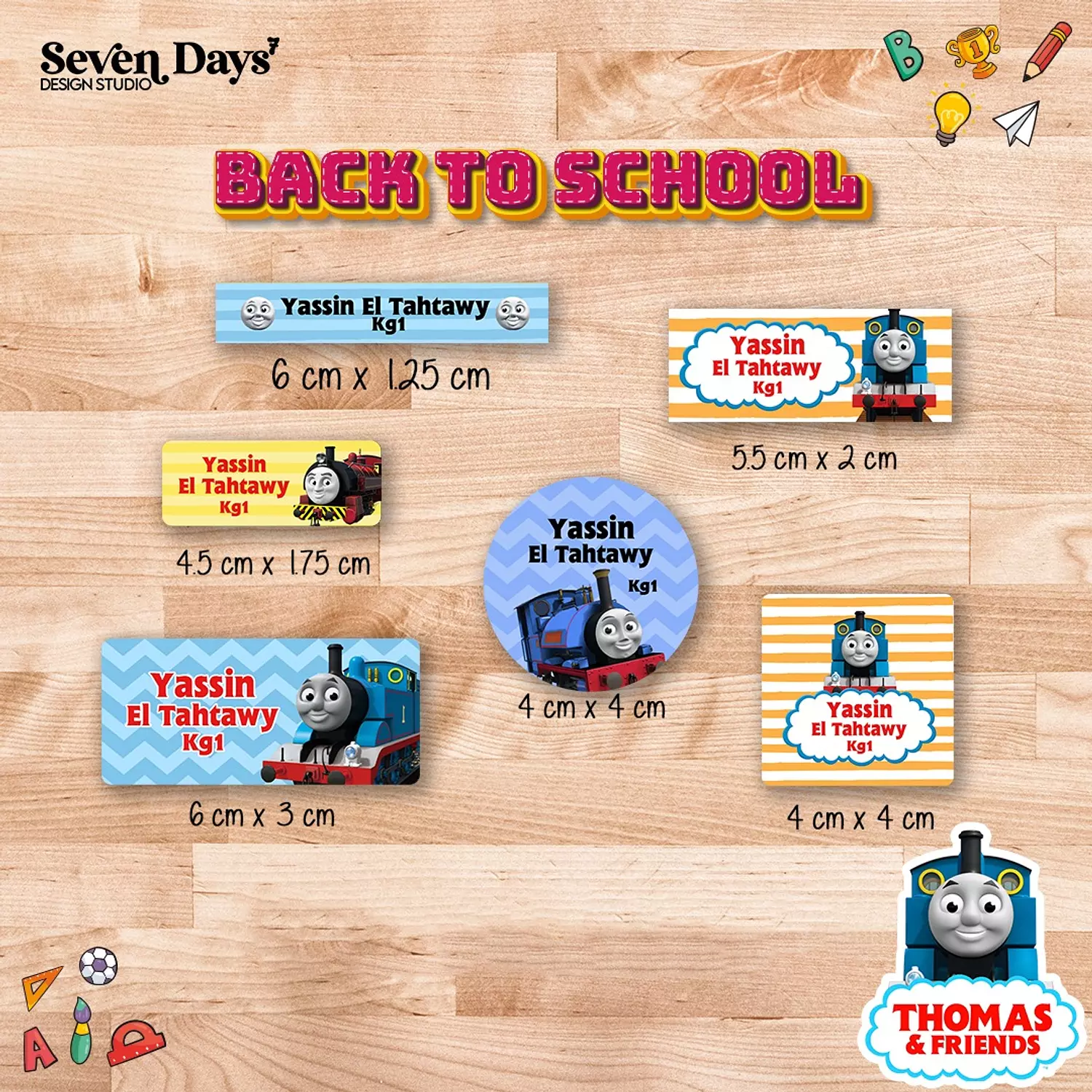 Thomas Train School Labels | Seven Days Design Studio