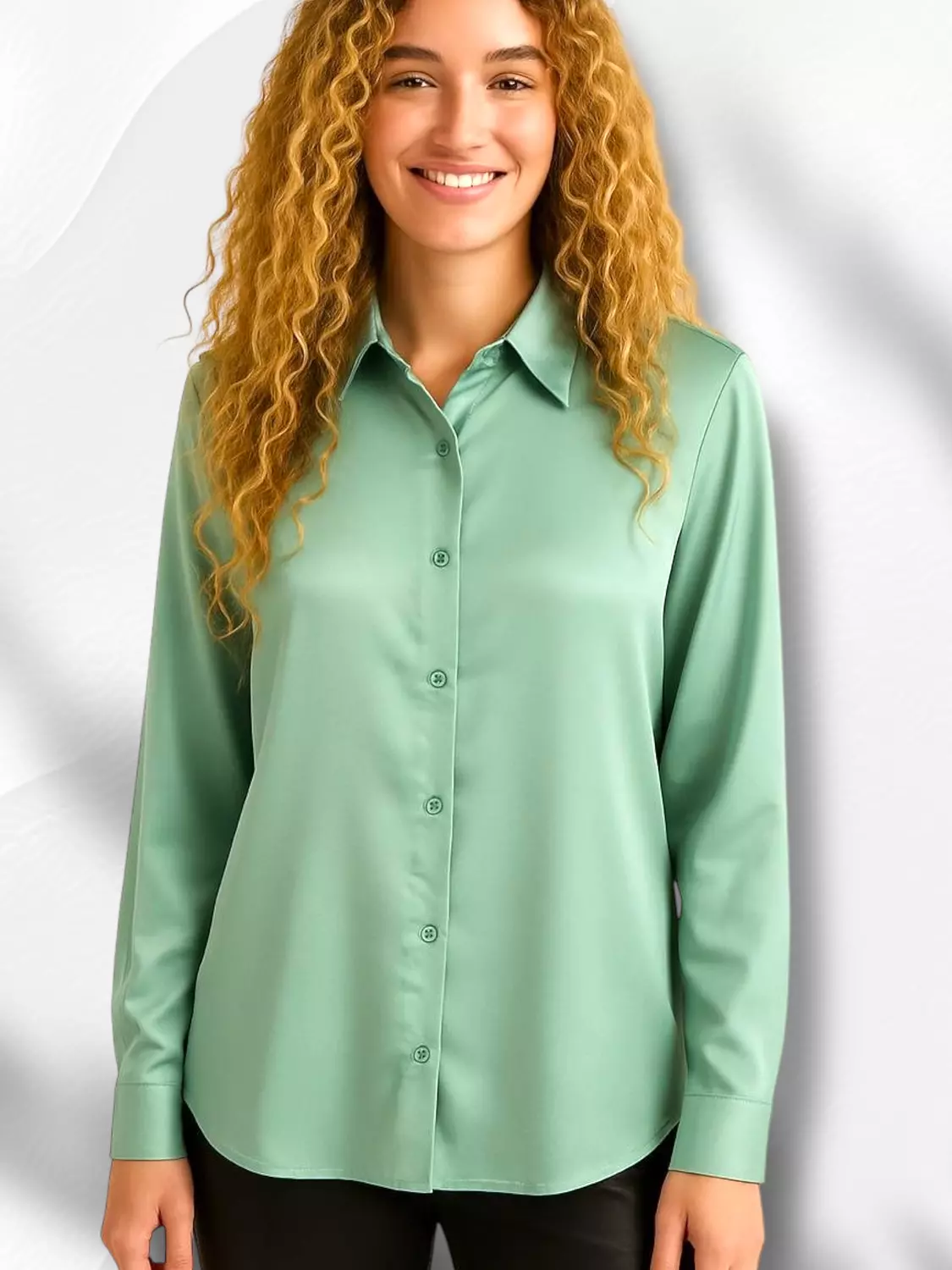 Fashion Satin Shirt- Mint 1
