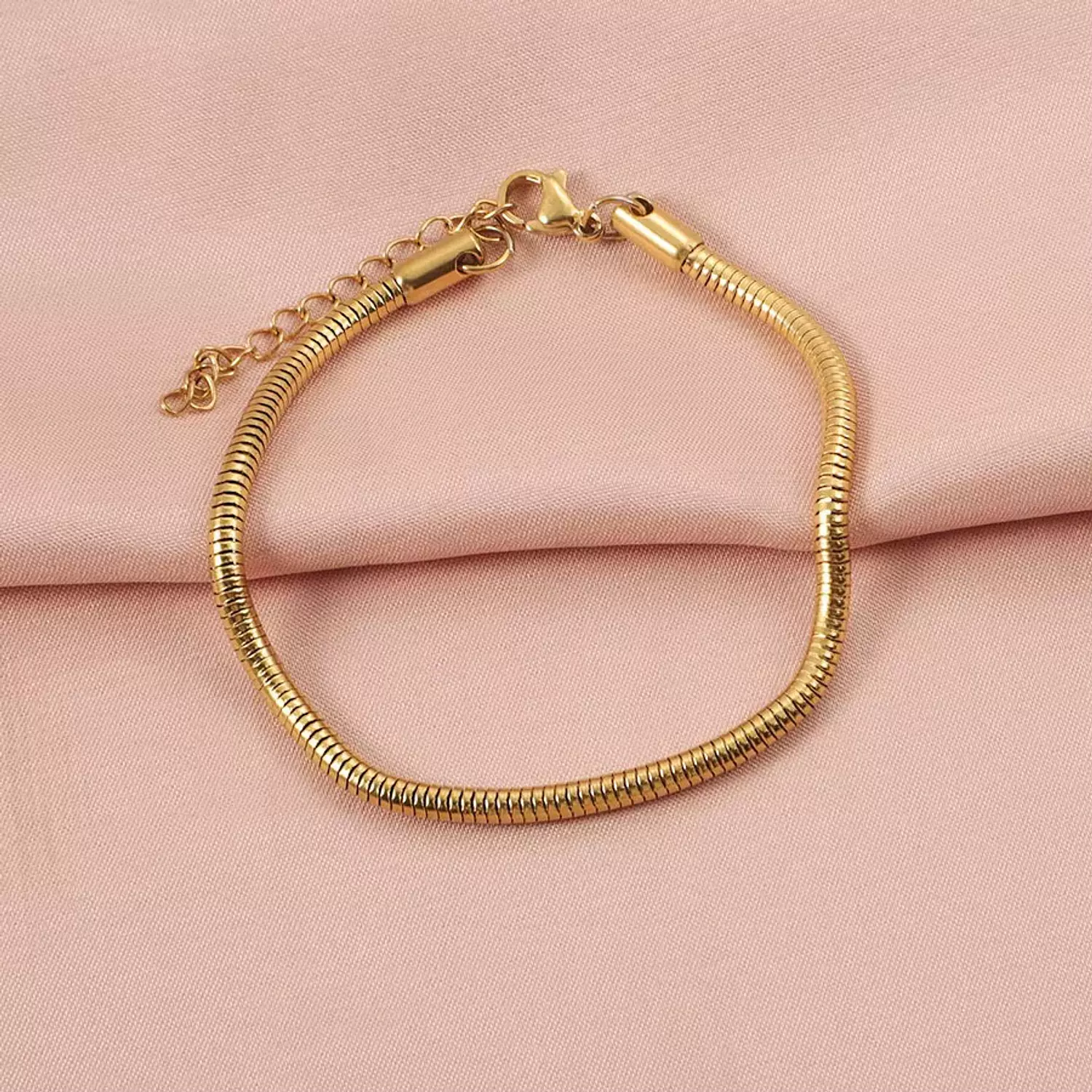 Thick round snake chain gold anklet image