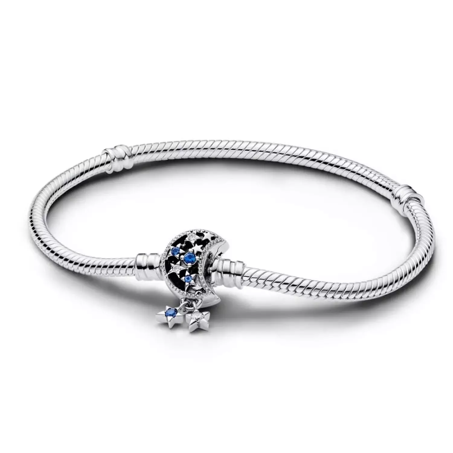 Pandora Moments Sparkling Moon Clasp Snake Chain Bracelet image