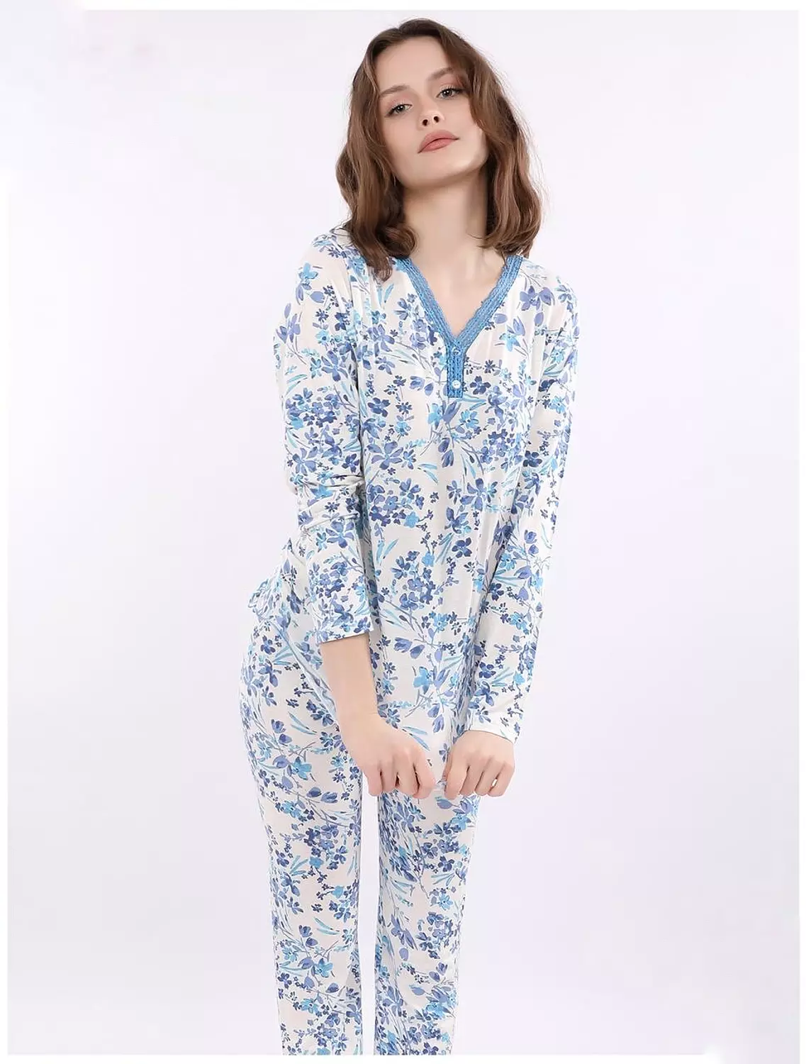 V107 cherry blossoms long sleeves pajama set 8