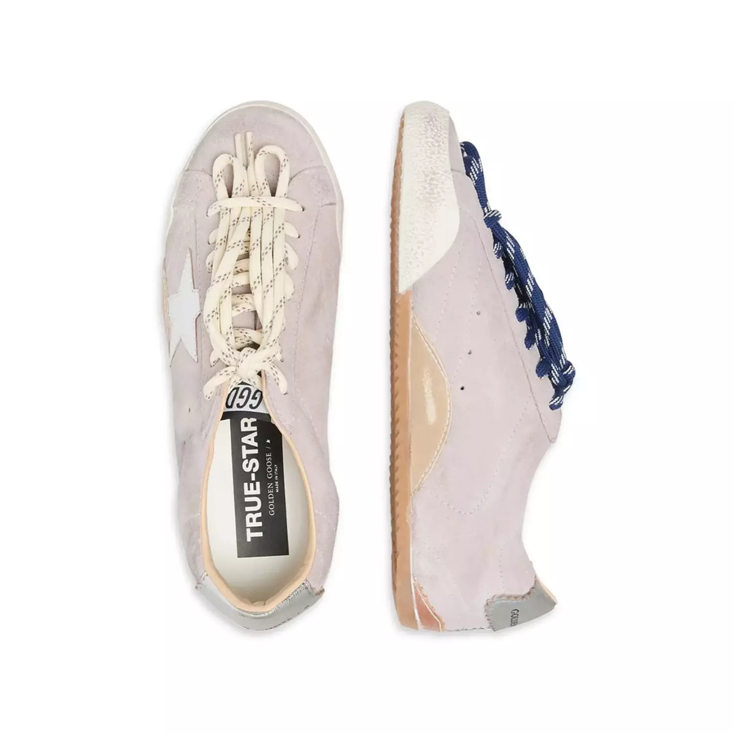Golden Goose True-Star in pastel pink suede with silver star and heel tab 3