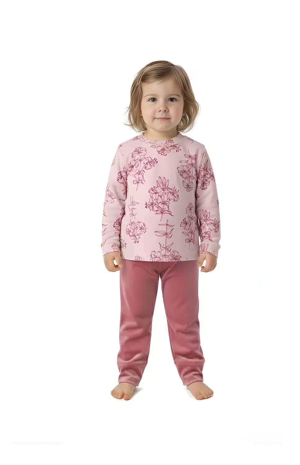 Shorto Girls Pajama Printed Flower PJ - 3101 - Rose Cashmere image