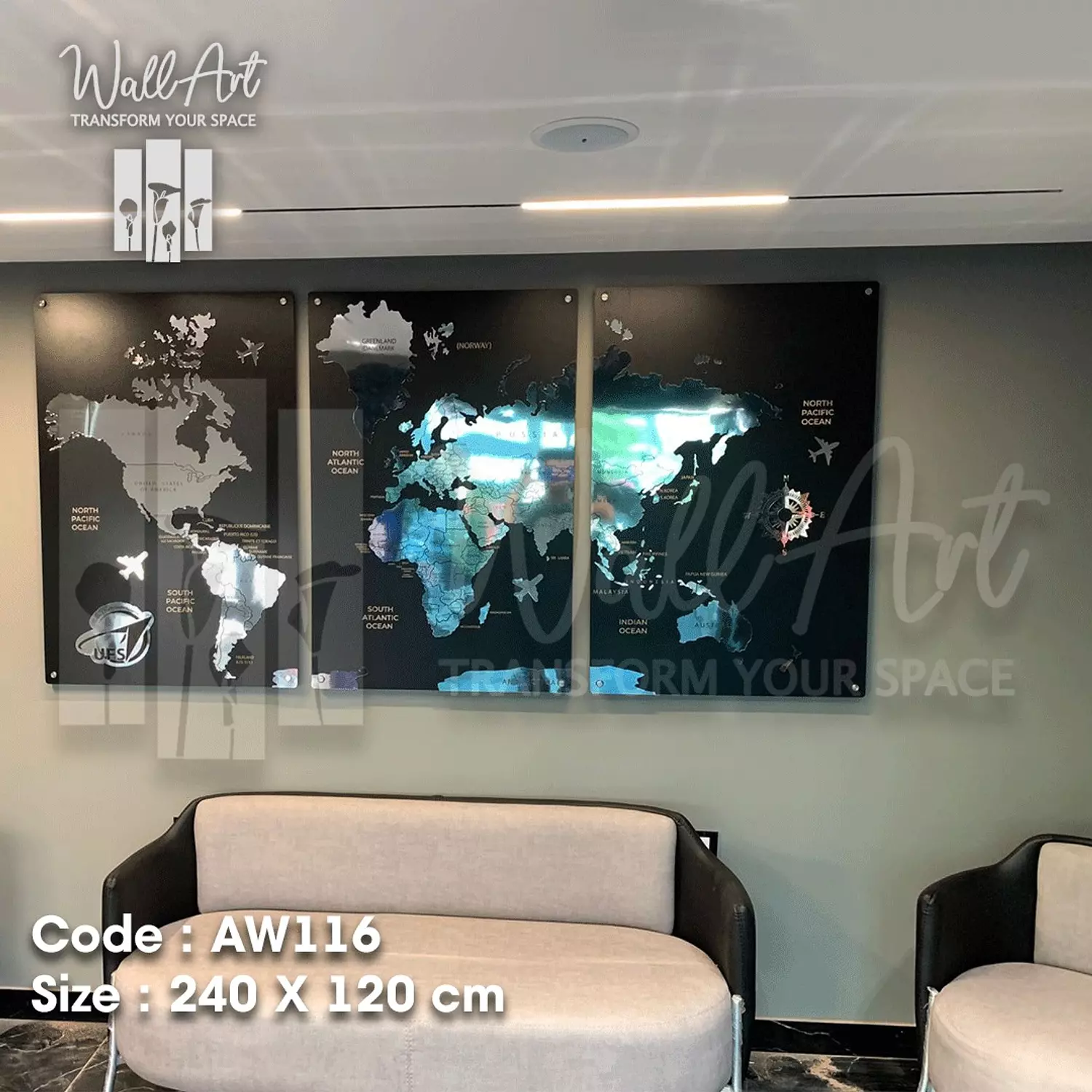 AW116-Engraved World Map   2