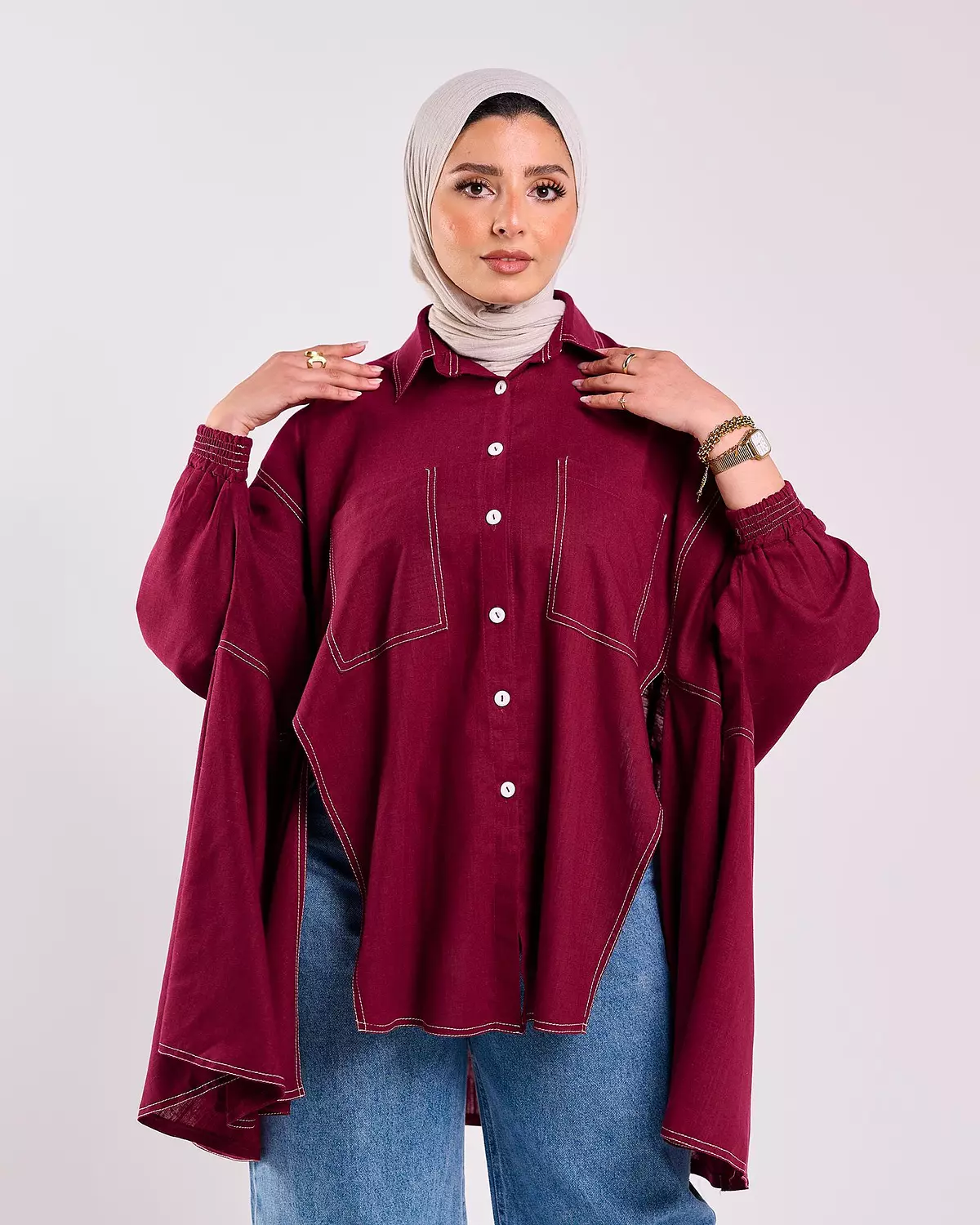 Hayat Blouse in Burgandy hover image