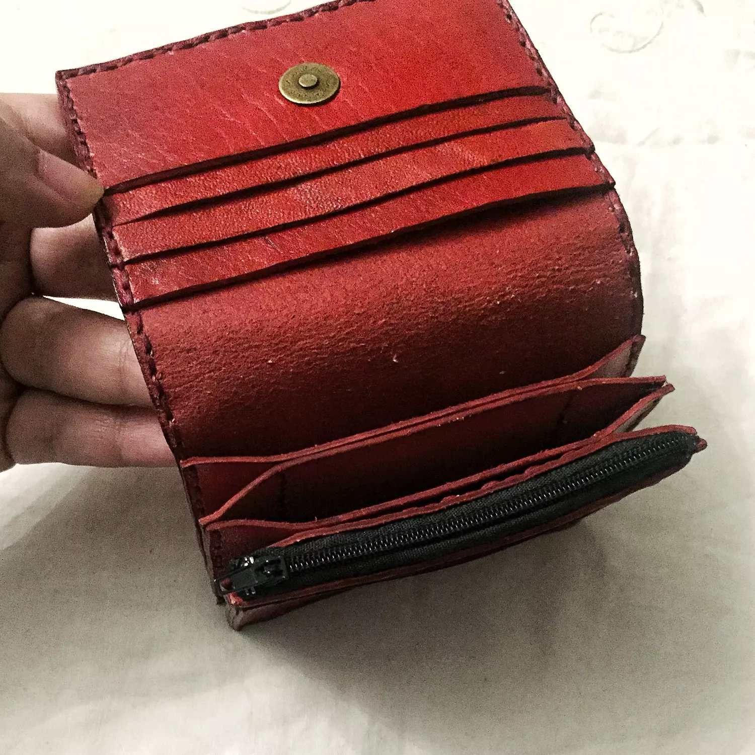 Floral tooled folded leather Wallet  4
