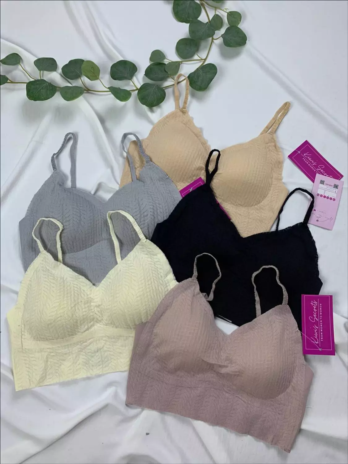 Padded laser cut top bra image