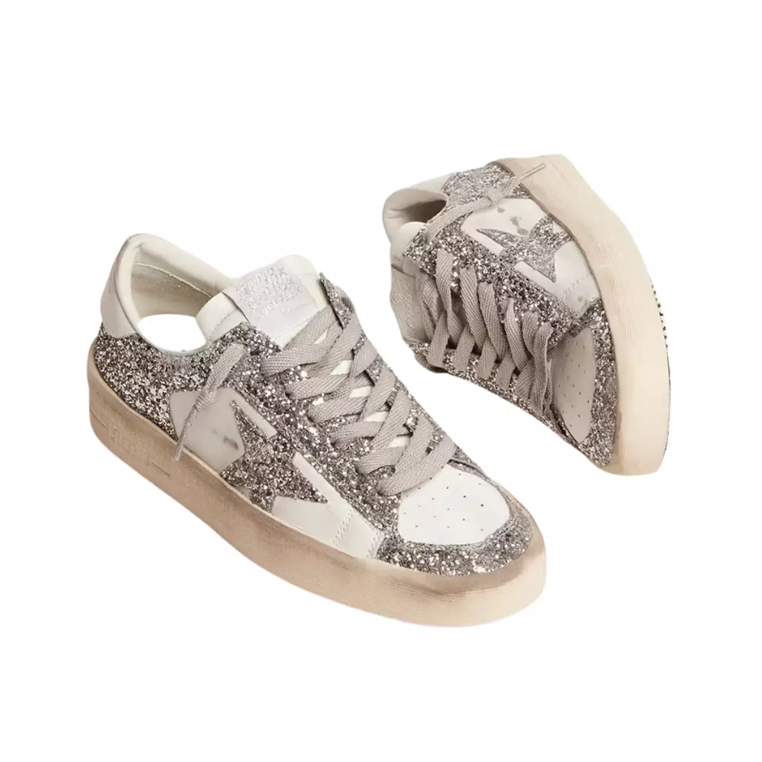Golden Goose Baskets Stardan Cuir – Blanc Glitter hover image