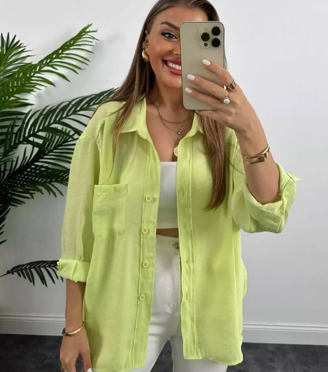 Lime green basic shirt image