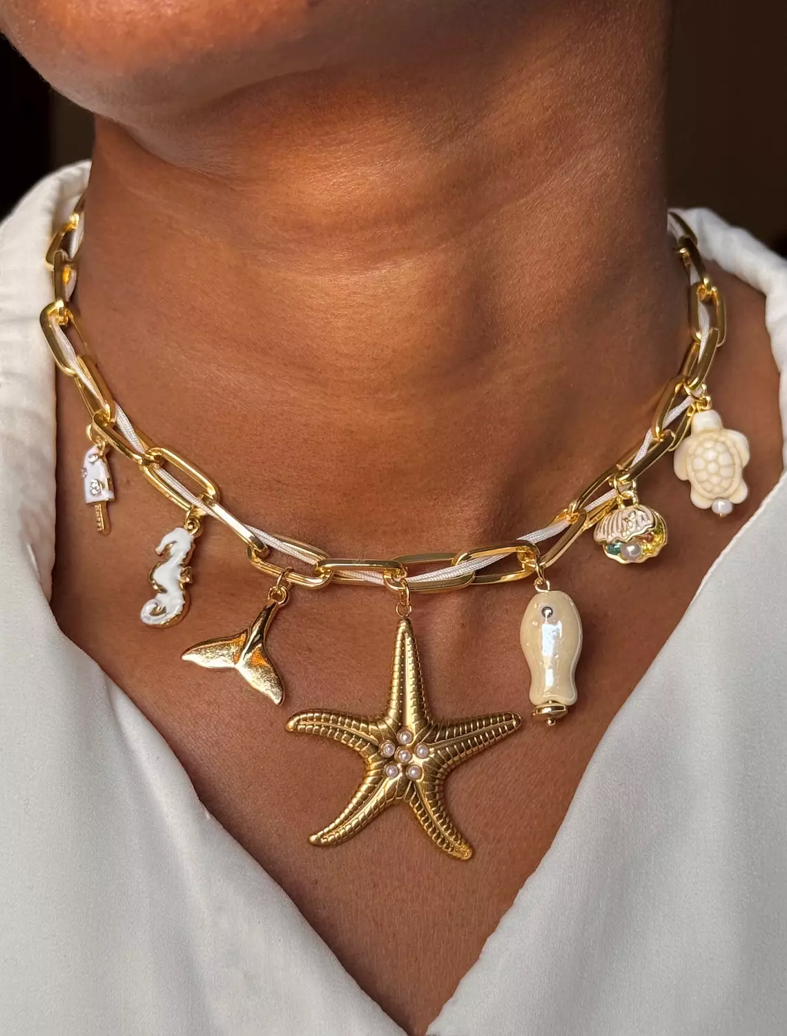 White starfish Necklace  image