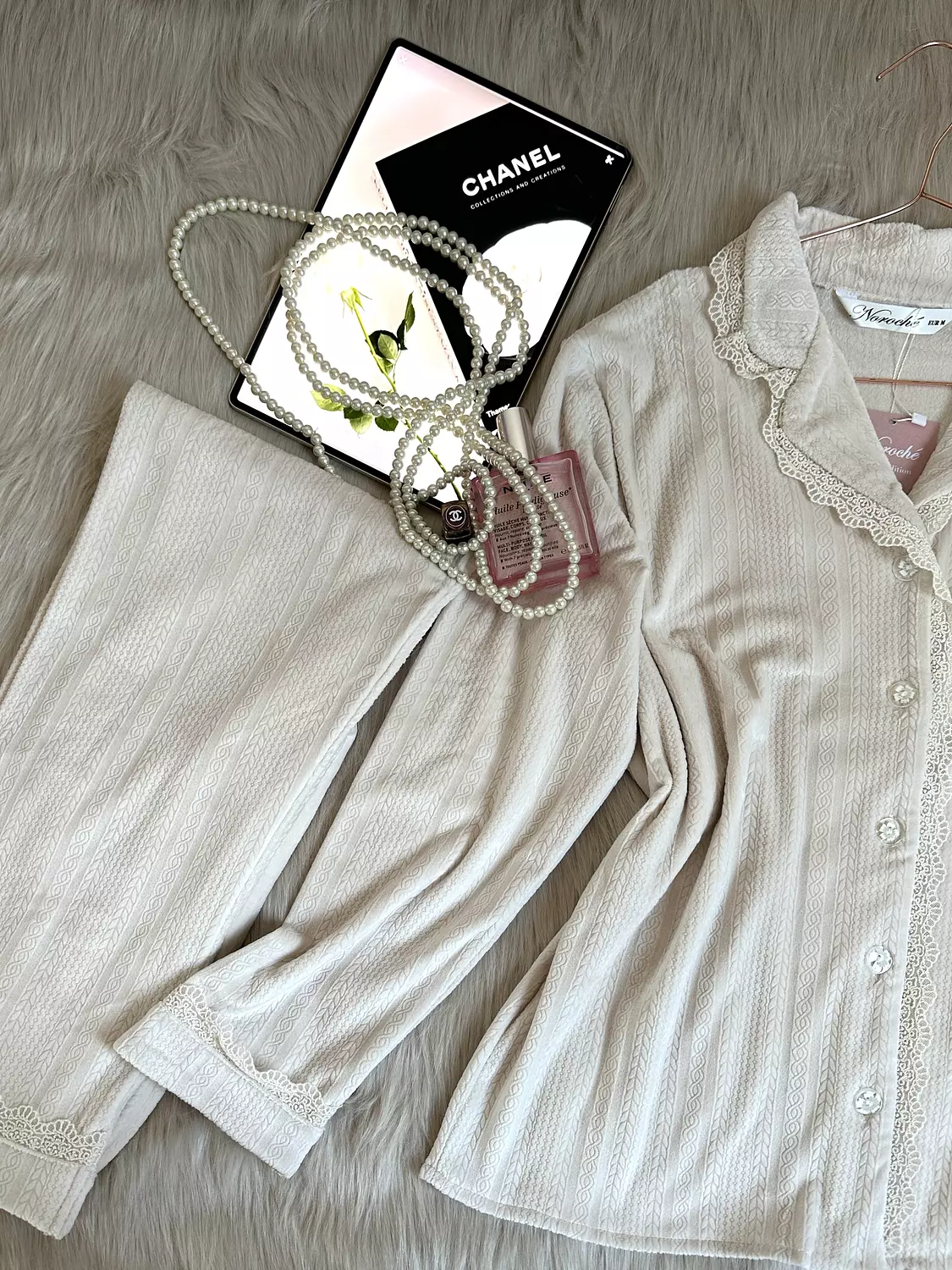 Creamy Pearl Jacquard Pajamas 2