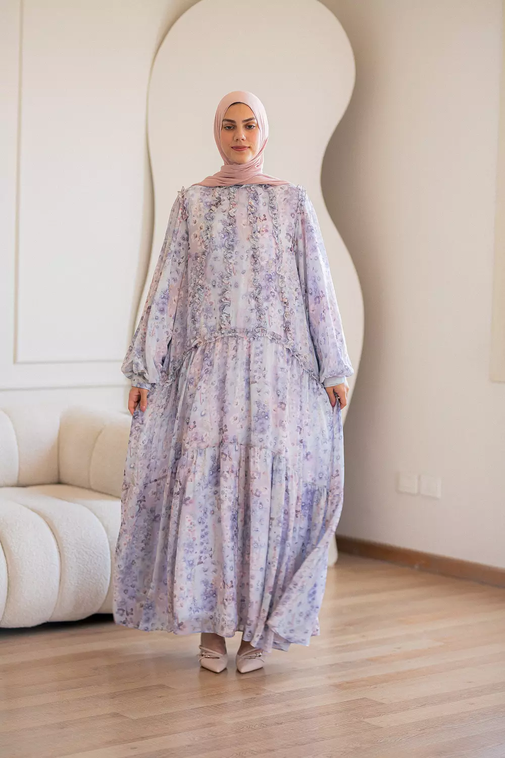 Lilac Chiffone Dress with Full Lining 3
