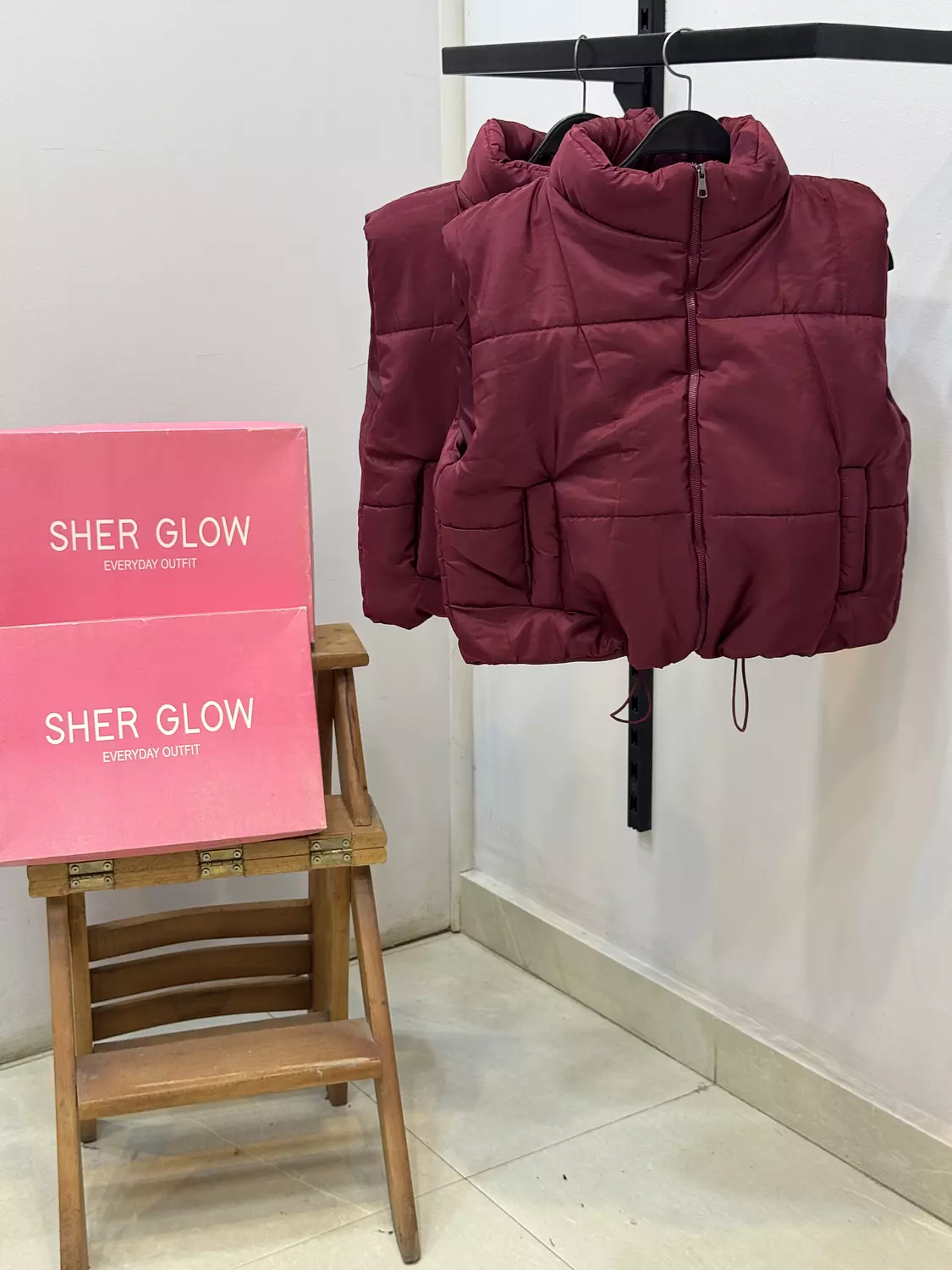 Burgandy puffer vest image