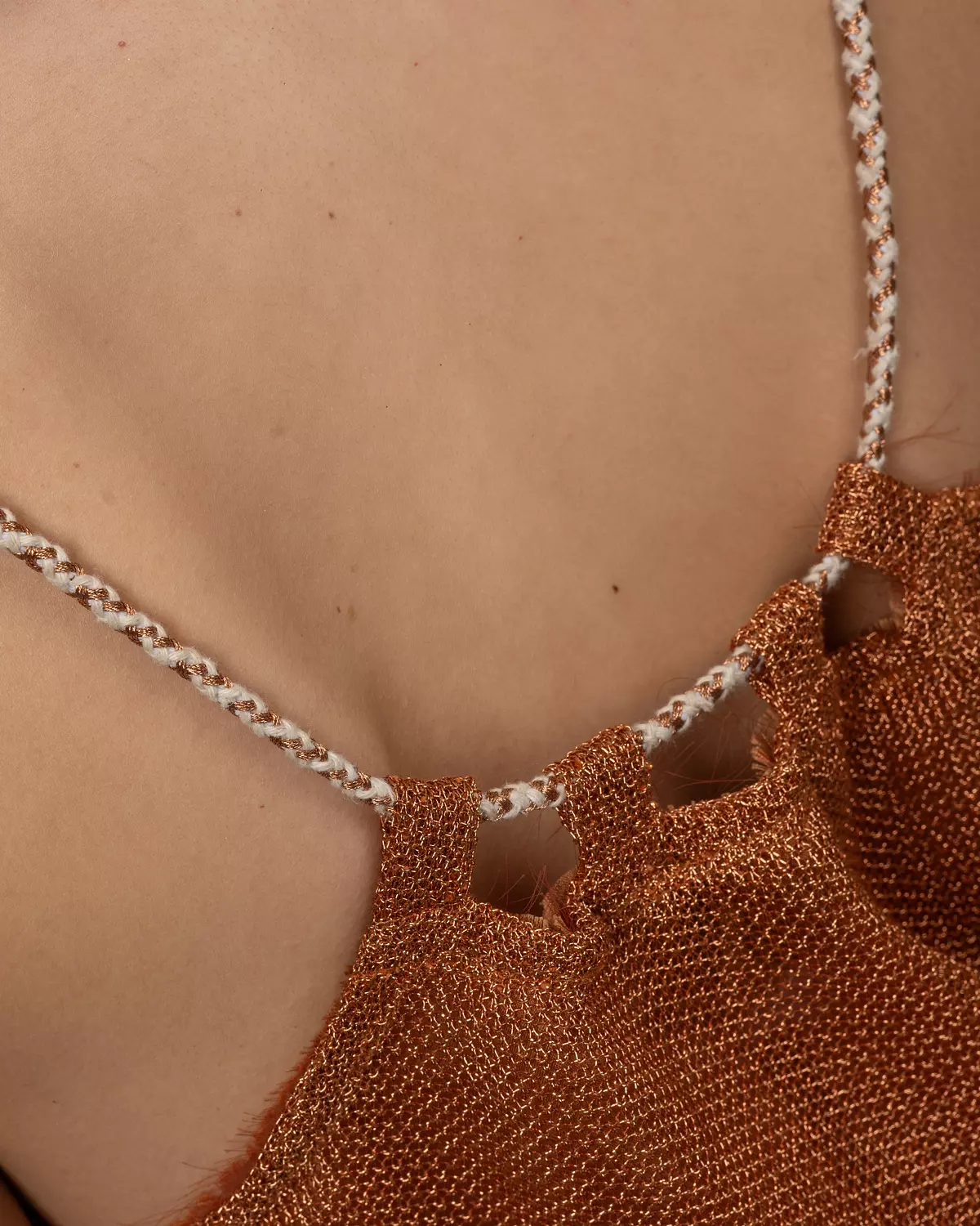 Metallic Copper Net Blouson Top 5