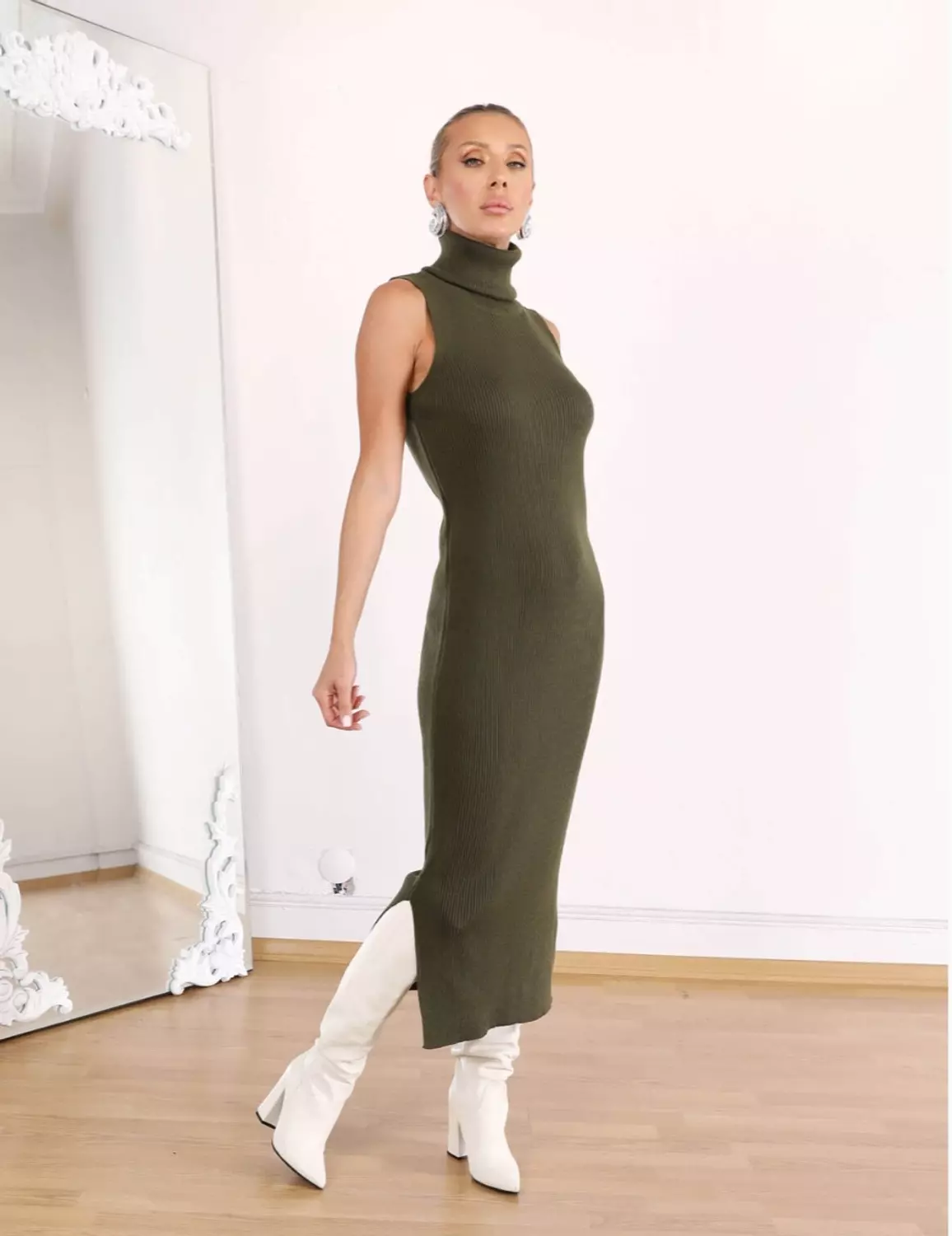 Olive Triko Dress And Cardigan (Set of 2 pieces) 4