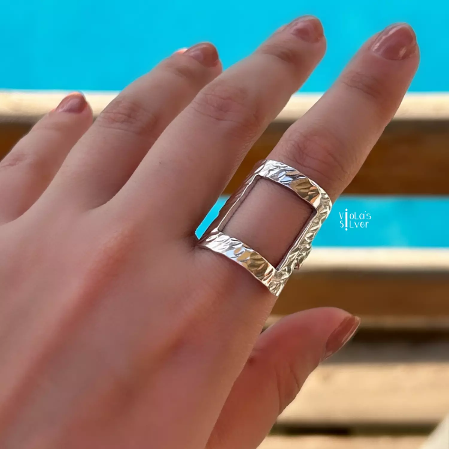 Silver minimal geometric ring image