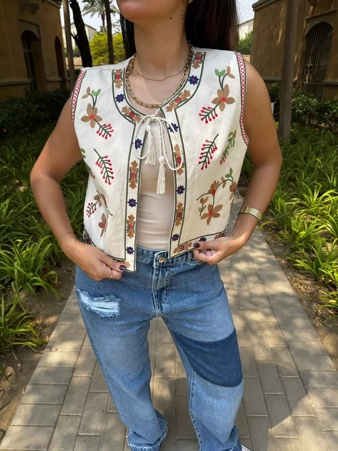  Boho Garden Embroidered Vest image