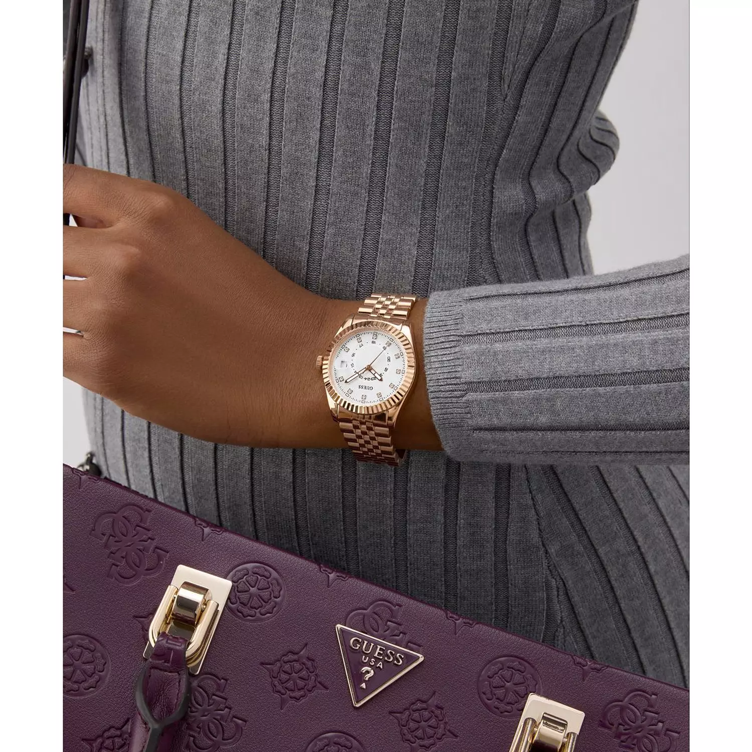GUESS Ladies Jada Rose Gold Tone Multi-function Date Watch Rose Gold Tone Stainless Steel Bracelet GW0936L4 5