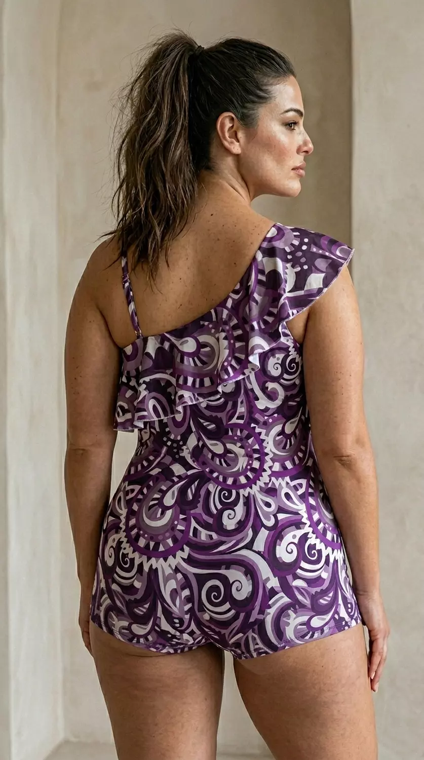 Ruffled Neckline swimsuit 7