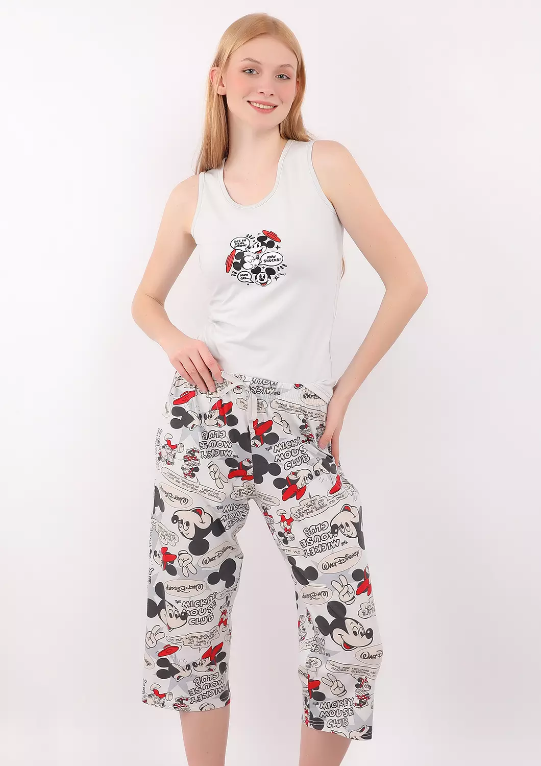 S316 Mickey Comics Capri Pants Pajama Set 5