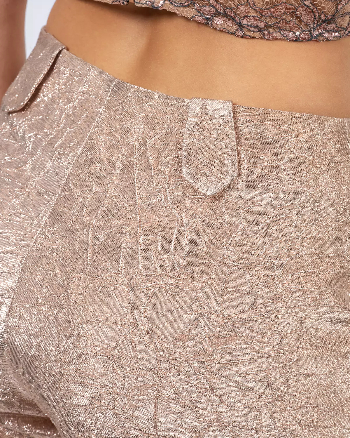 Rose gold crushed brocade trousers 4
