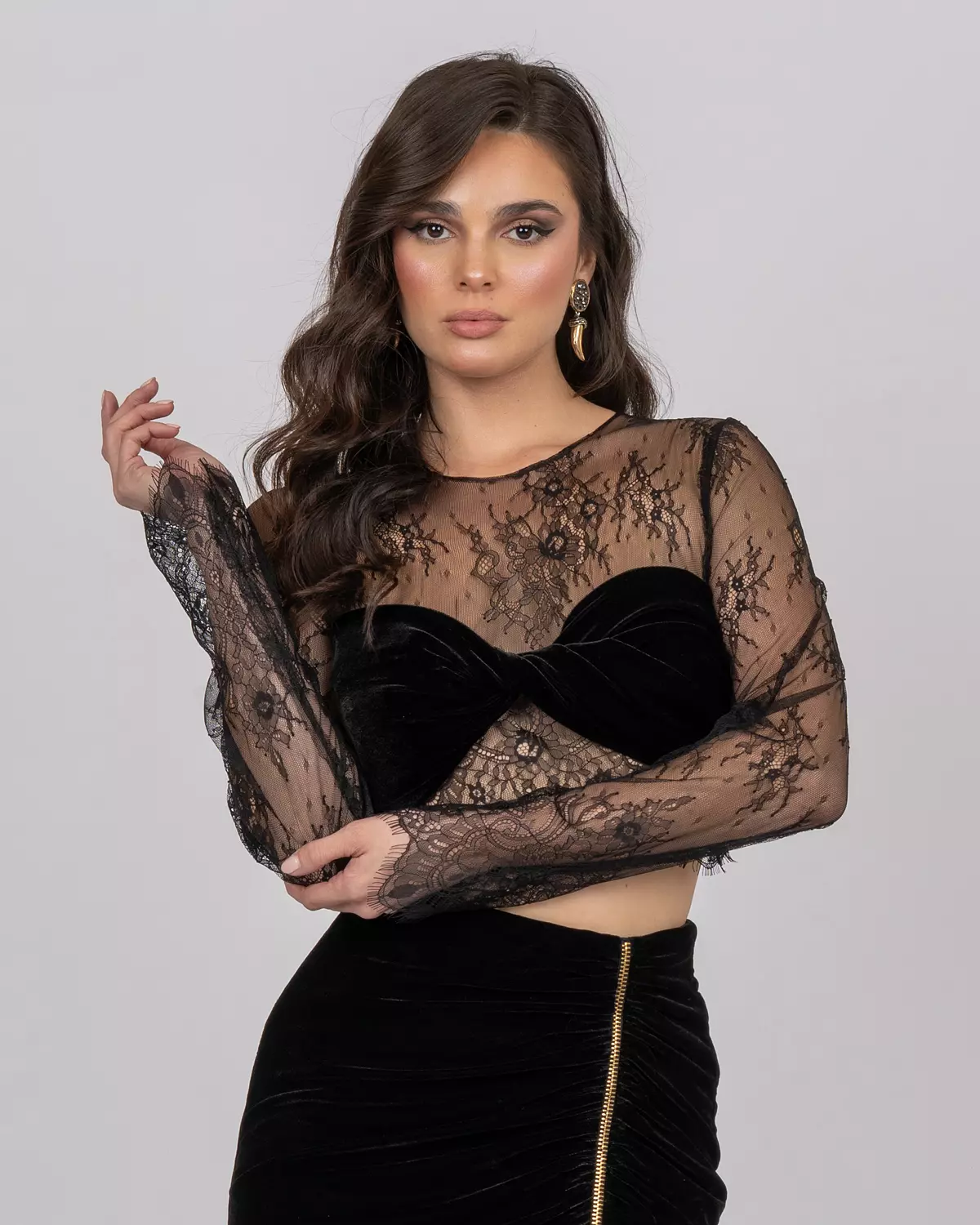 Black French Lace Top image