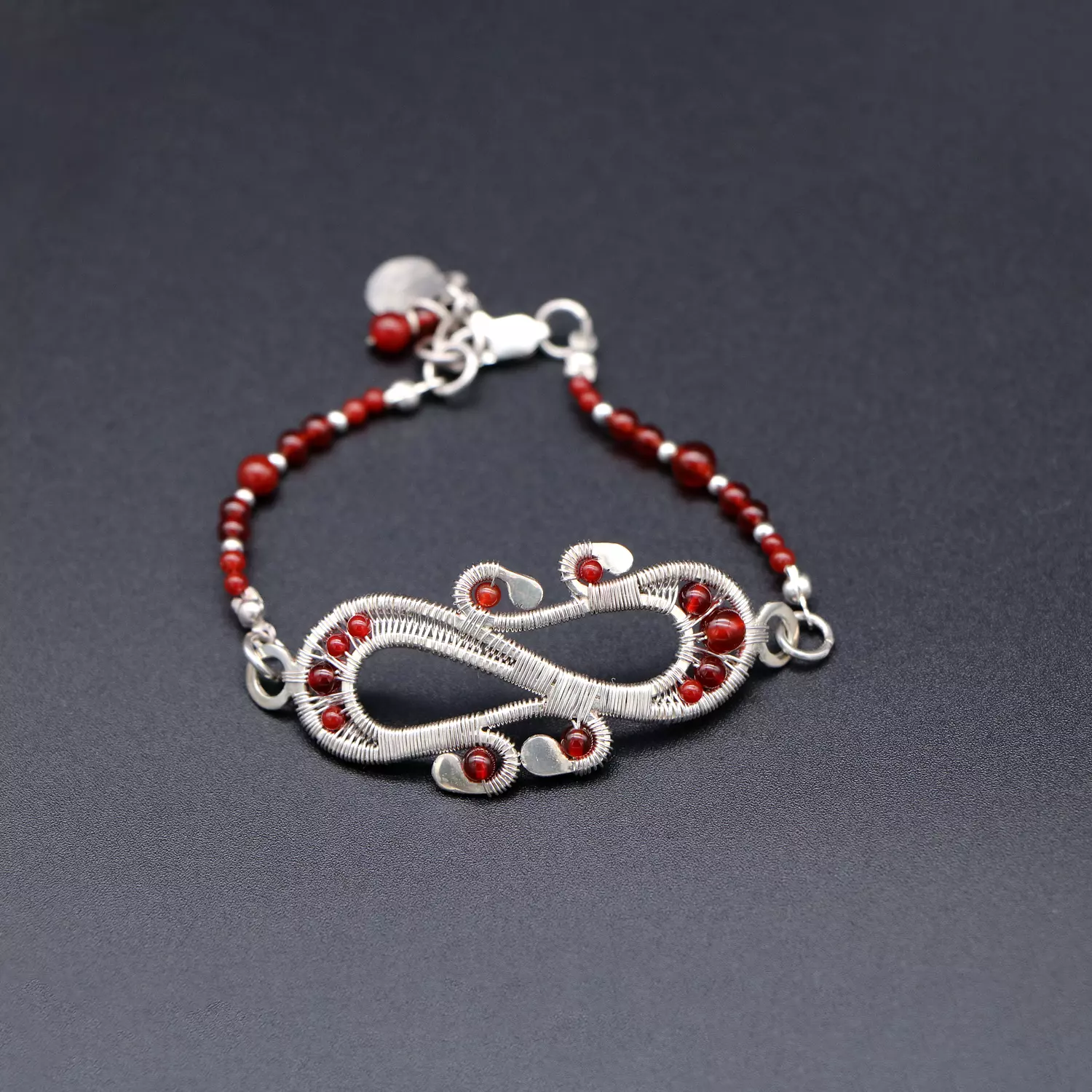  Bracelet with Agate gemstones (infinity design). image